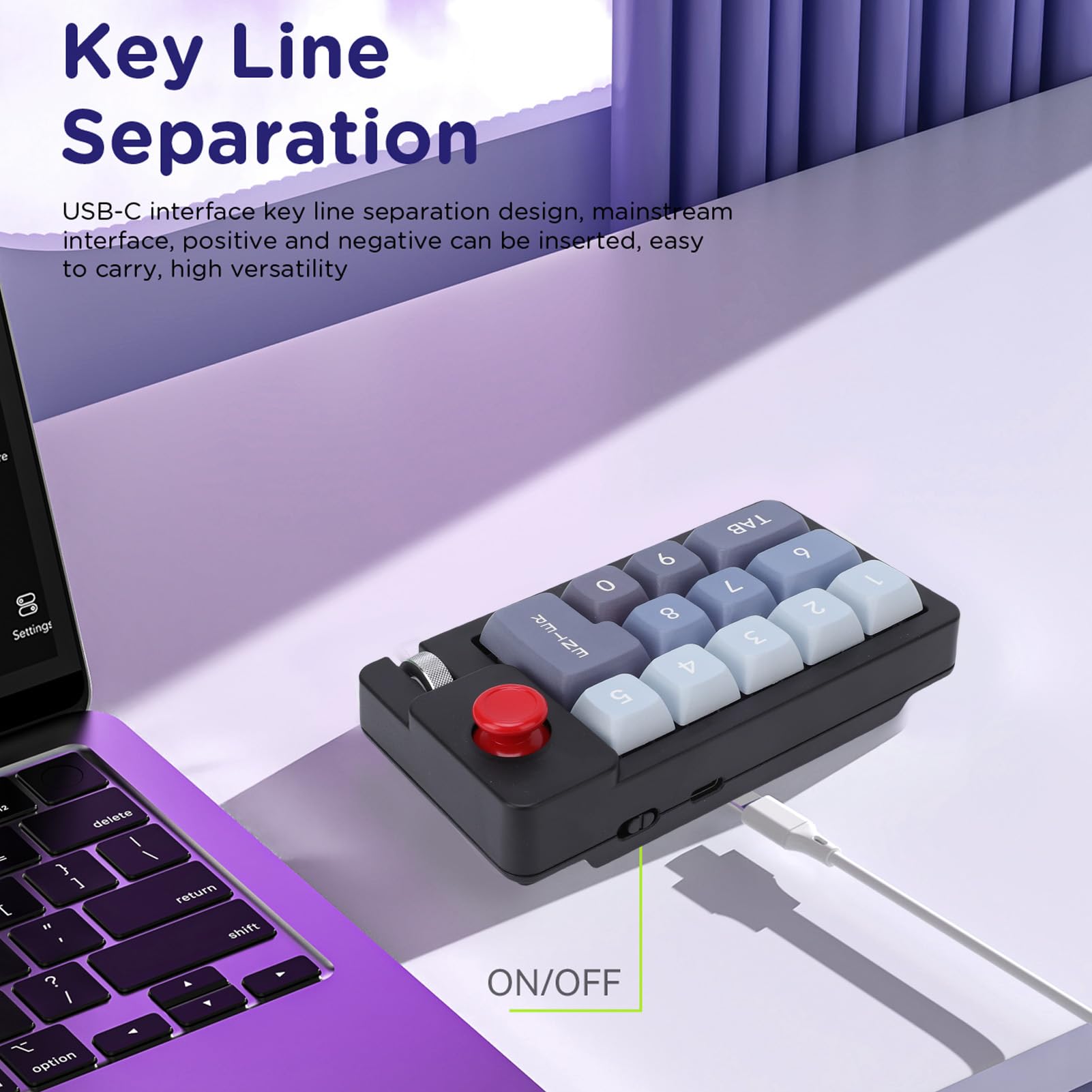 Asixxsix Pavé Numérique Mécanique, Clavier Macro USB Filaire 12 Touches avec Rétroéclairage RVB 12 Modes et Molette de Joystick, pavé Numérique Programmable Remplaçable à Chaud pour Mac (Black)