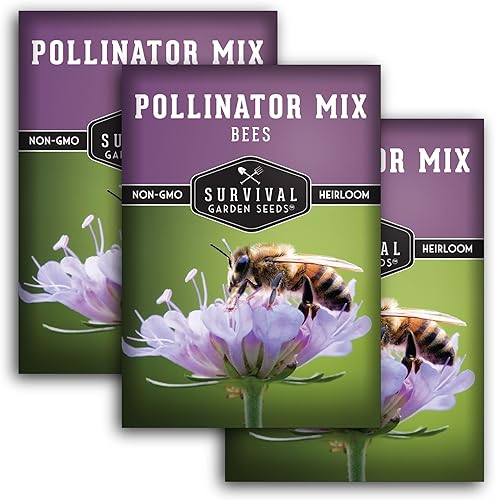 Paquete de 3 semillas de mezcla de polinizador de abeja para plantar, paquete con instrucciones para cultivar flores anuales y perennes para