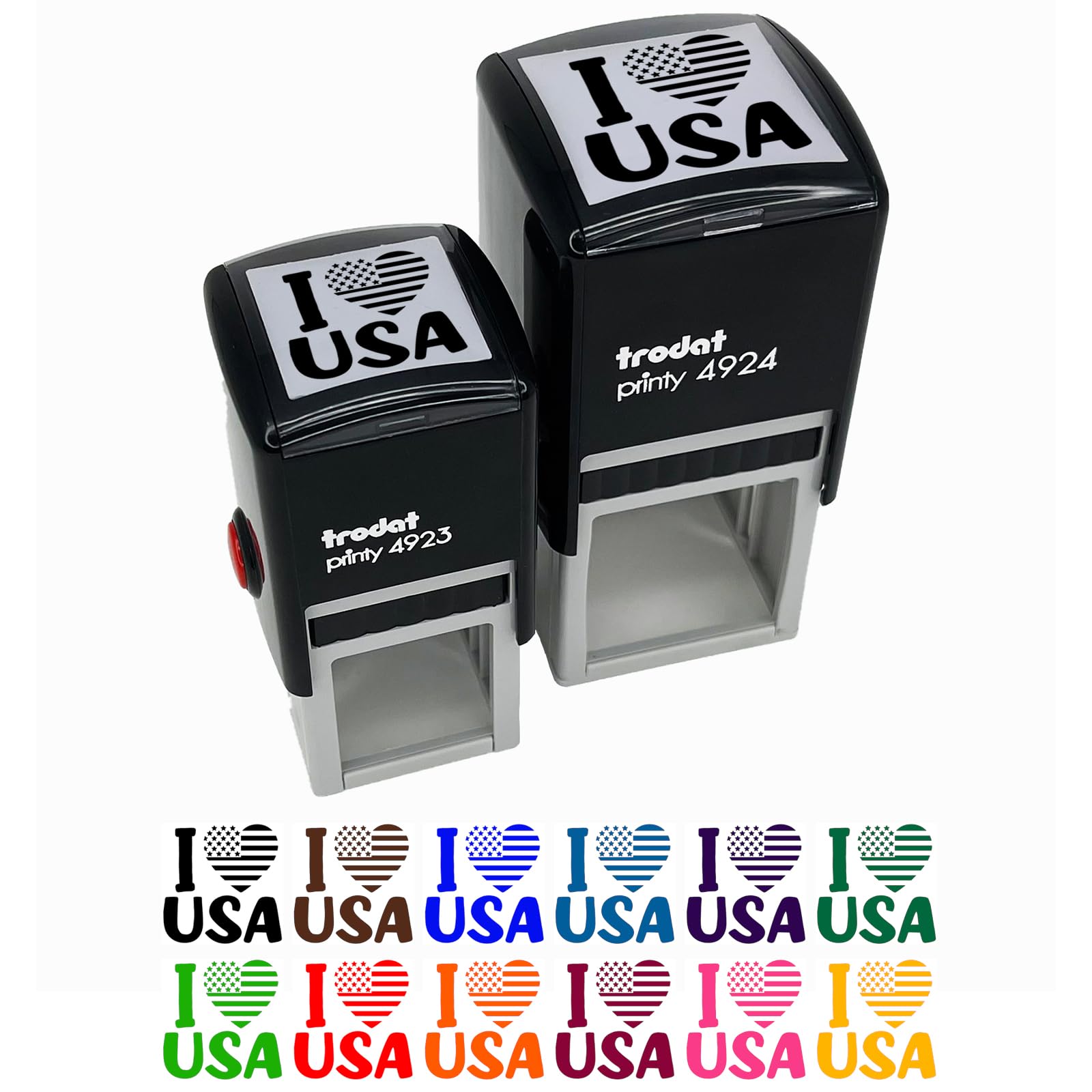 I Heart Flag USA Patriotic Fourth of July Self-Inking Rubber Stamp Ink Stamper - 1 Inch Small - Blue Ink