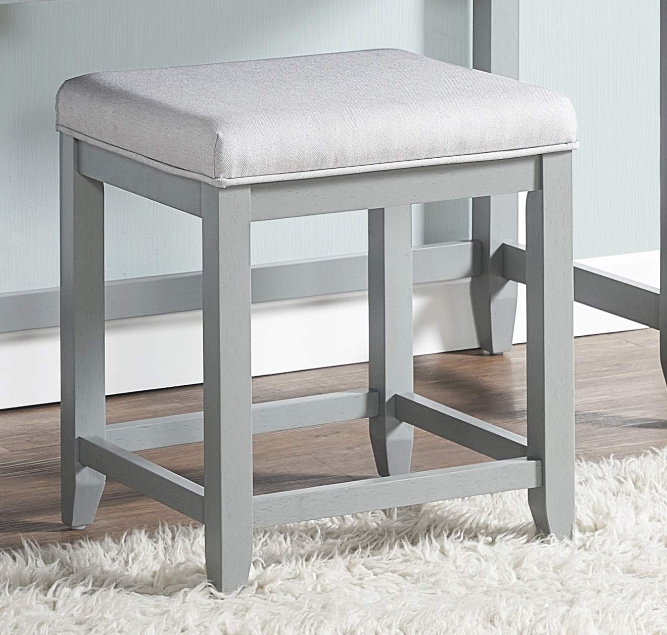 Crosley Furniture Vista Makeup Vanity Chair with Upholstered Seat, Vintage Gray