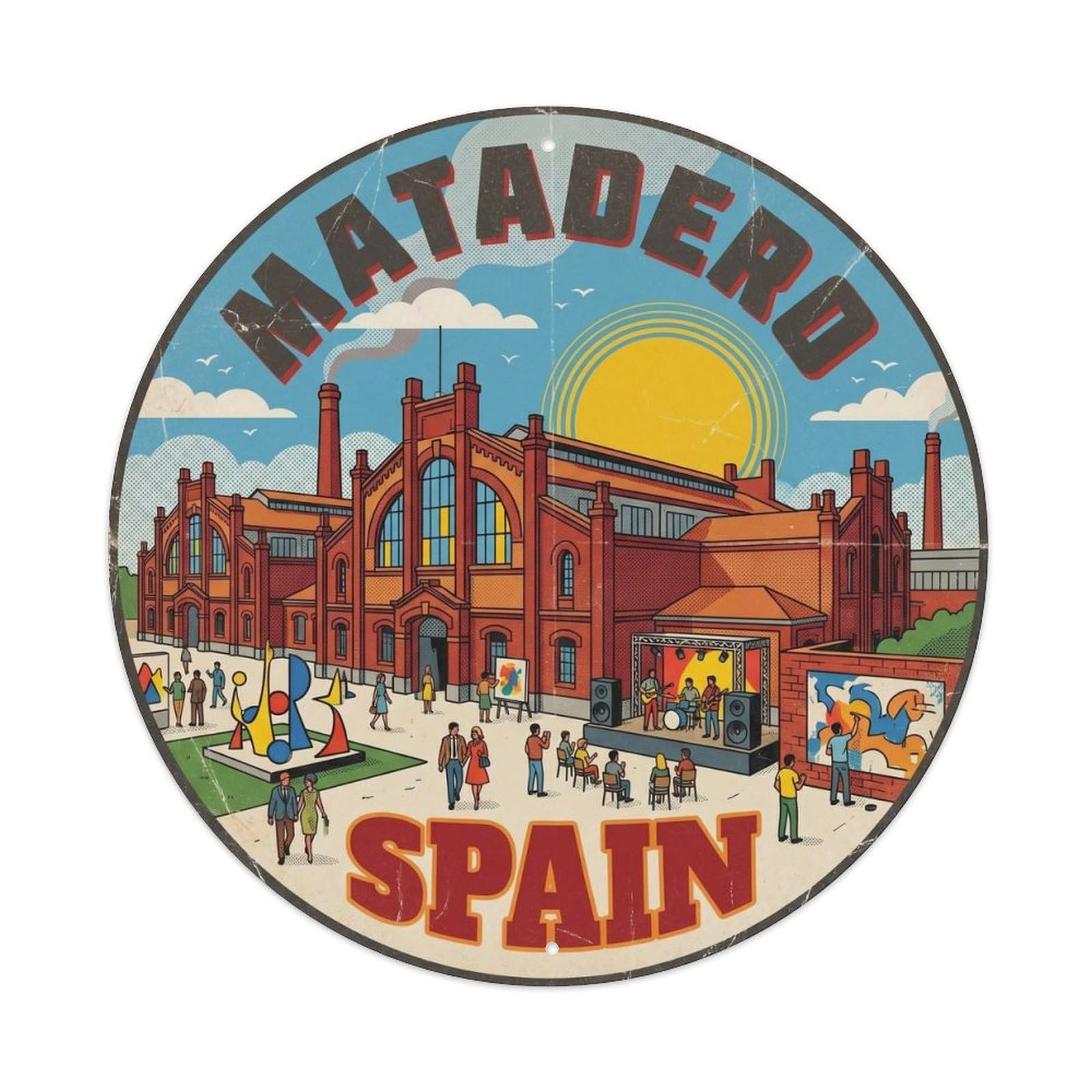 Madrid Matadero Spain Urban Travel Destination Metal Tin Sign