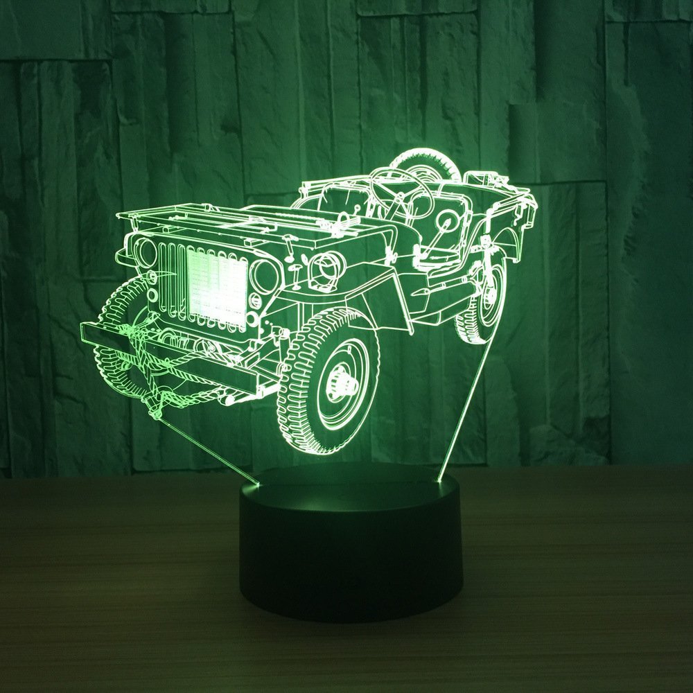 3D Polizei Auto LED Nachttischlampe – 7 Farbwechsel, Touch-Bedienung, USB-Betrieb, Optische Illusion, Für Kinderzimmer & Deko