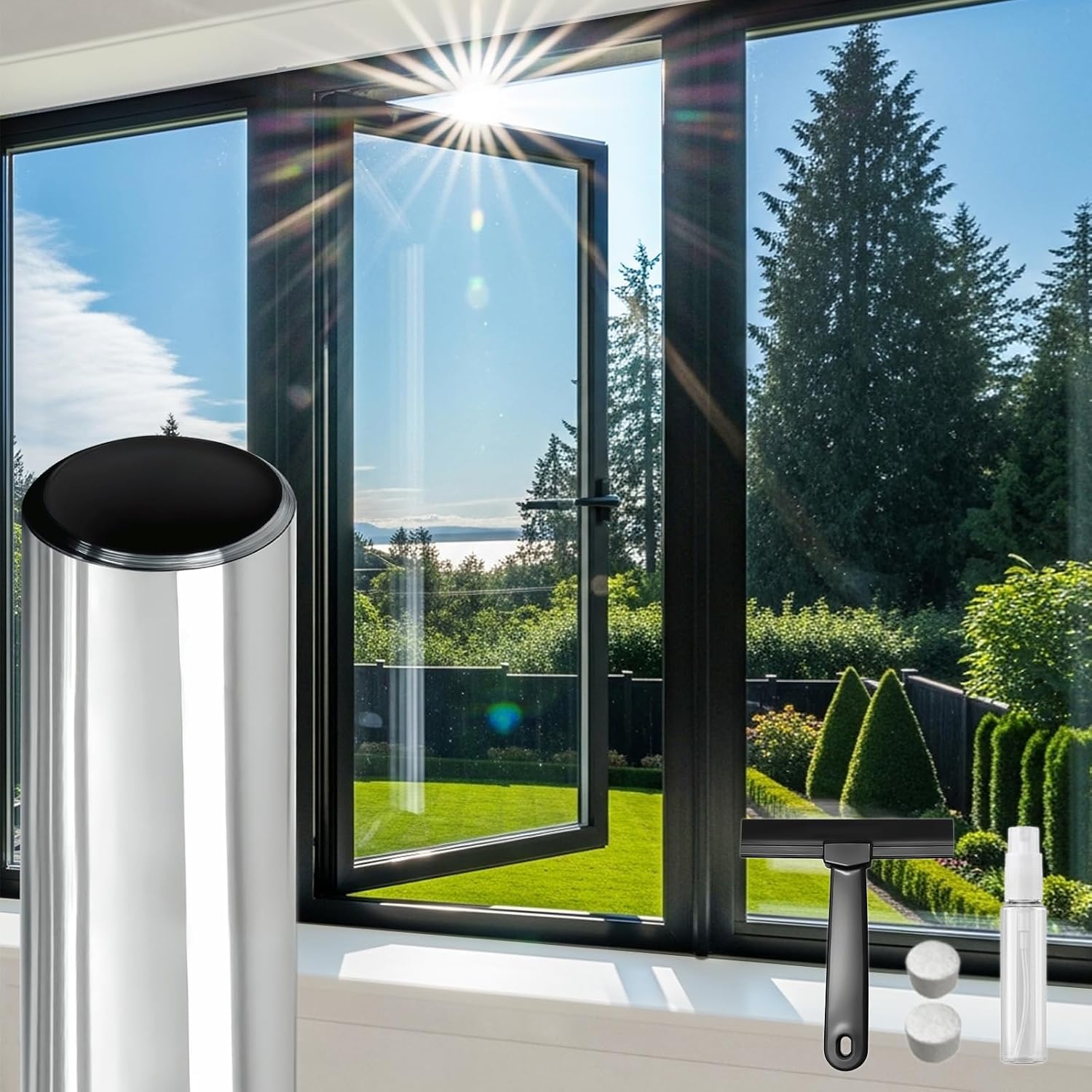 DIFIT Dekorative Fensteraufkleber, Sichtschutz, Selbstklebende Folie, transparent, mit statischer Elektrizität, Mattiert, Hitzeregulierung und Anti-UV, Vinyl für