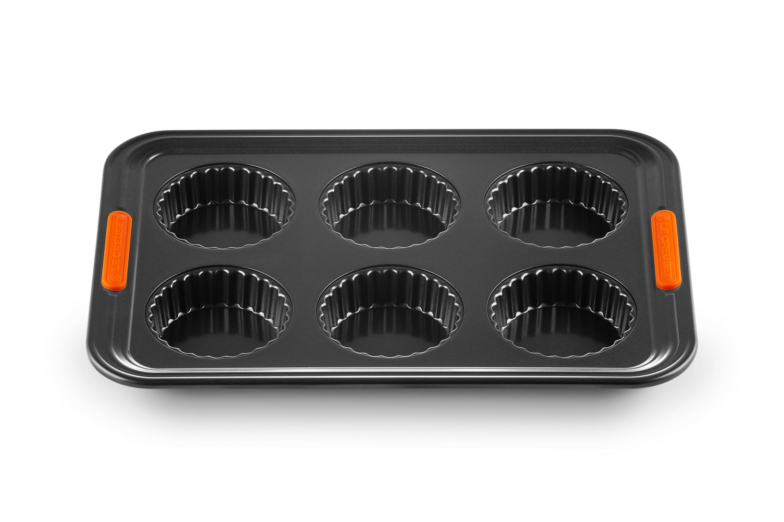 Le Creuset Antihaft Tarteform, Für 6 Stück, Sauerteigbeständig, Aus Karbonstahl gefertigt, Anthrazit/Orange, 94102939000000 – Ansicht 2