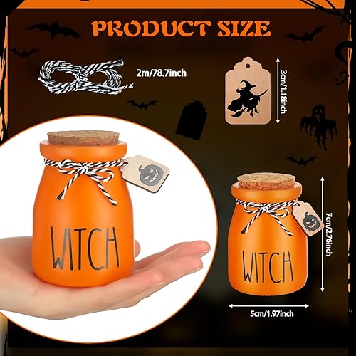 Miniatura 3 de Juego de 6 mini tarros de albañil de Halloween para decoración de bandeja escalonada de Halloween, murciélagos fantasmas, calabaza, pequeños frascos