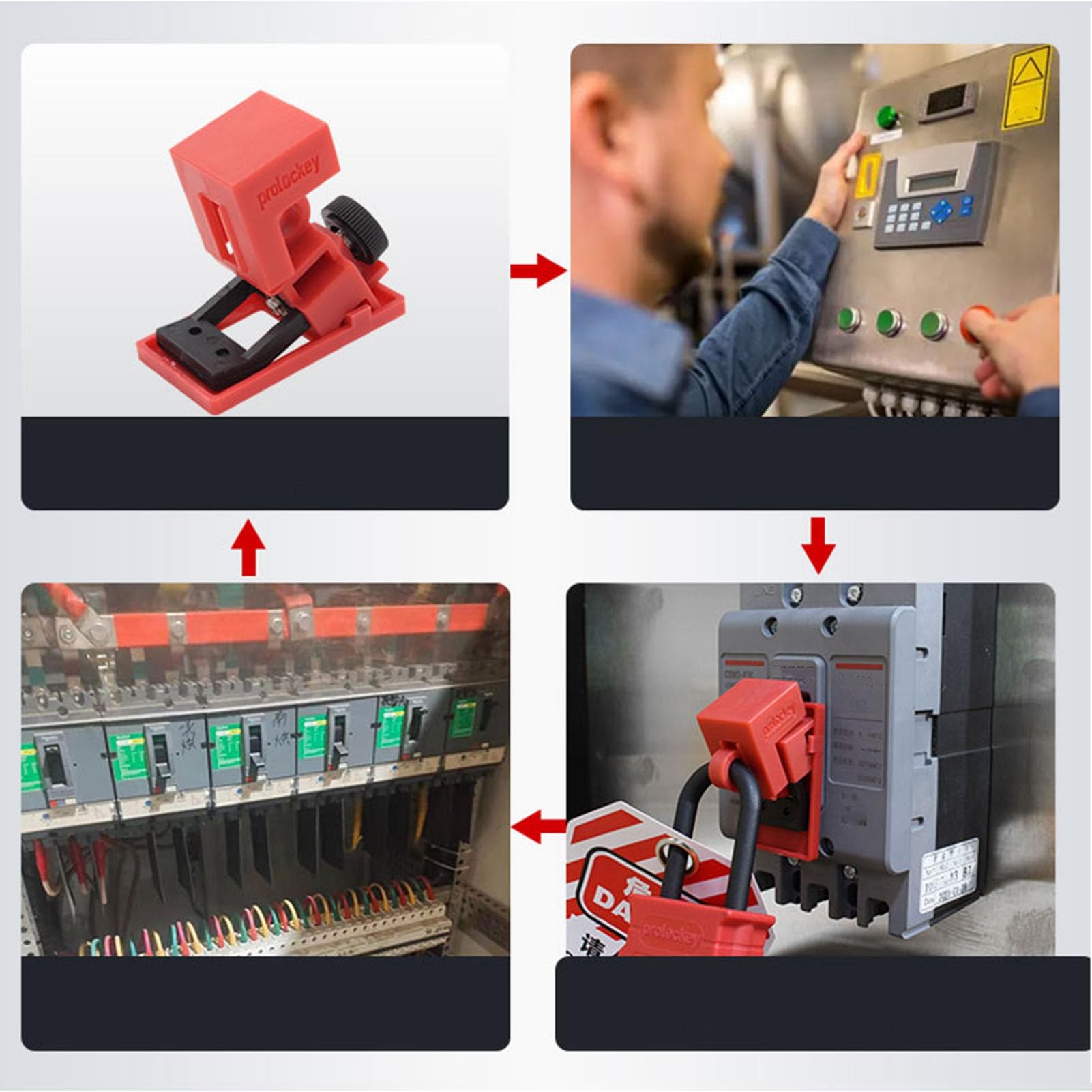 Kit de Bloqueo Eléctrico Candados y Herramientas de Seguridad Esenciales para Equipos Industriales 47 Piezas ABS y Acero de