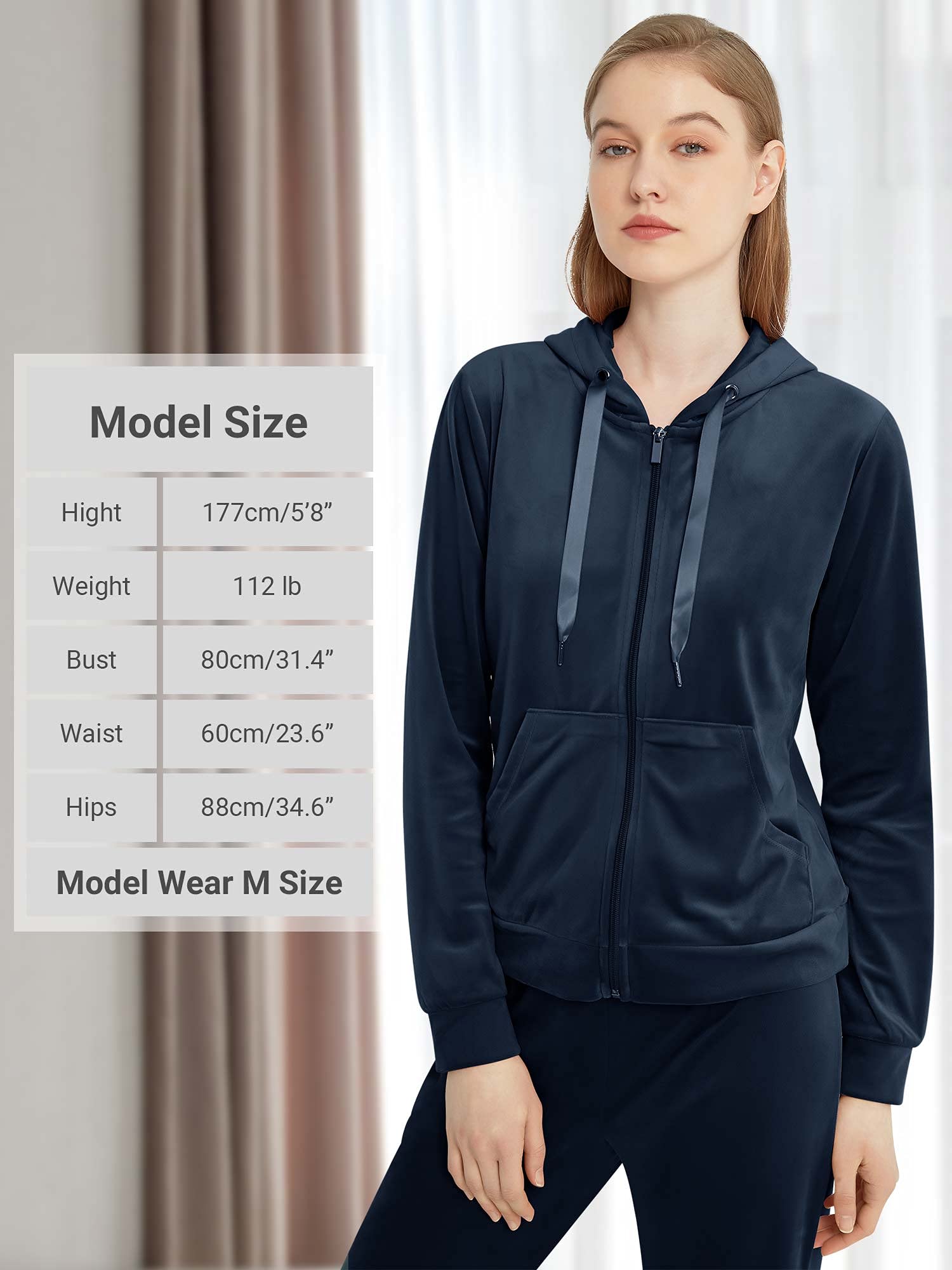 MessBebe Tute da Donna Tuta Sportiva in Velluto con Cappuccio Felpa con Cappuccio Set Ginnastica Sportivo Tuta Sportiva da Jogging Casual 2 Pezzi Ginnastica Tuta Manica Lunga