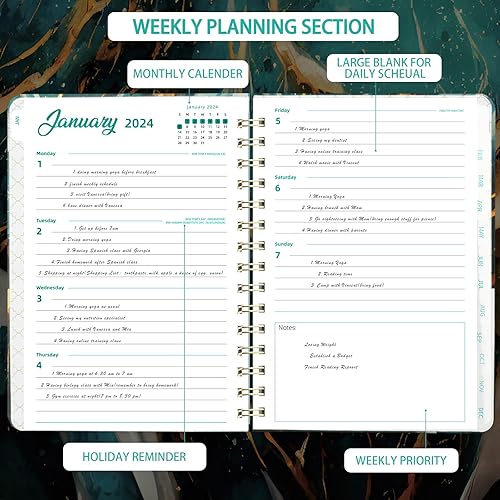 Miniatura 4 de Agenda 2024 para año académico, semanal y mensual para mujeres, agenda para estudiantes 2024