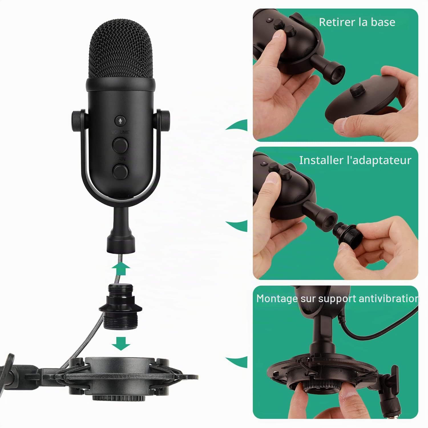 Razer Seiren V2 Pro Support Microphone Réglable, Suspension à Ciseaux Pied de Micro Bras Support avec Suspension Antichoc, Filtre Pop, Robuste Pince C Table pour Micro Razer Seiren V2 Pro