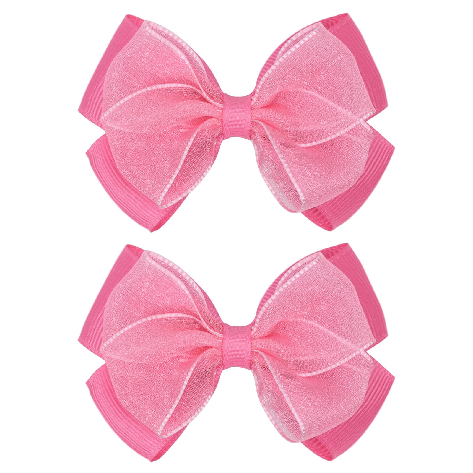 Zolyco Tiny 3 Inch Organza Double Hair Bow Clips - Lined Boutique Alligator Hairpin for Baby Girls, Toddlers, and Little Teens - Kids Barrettes Set of