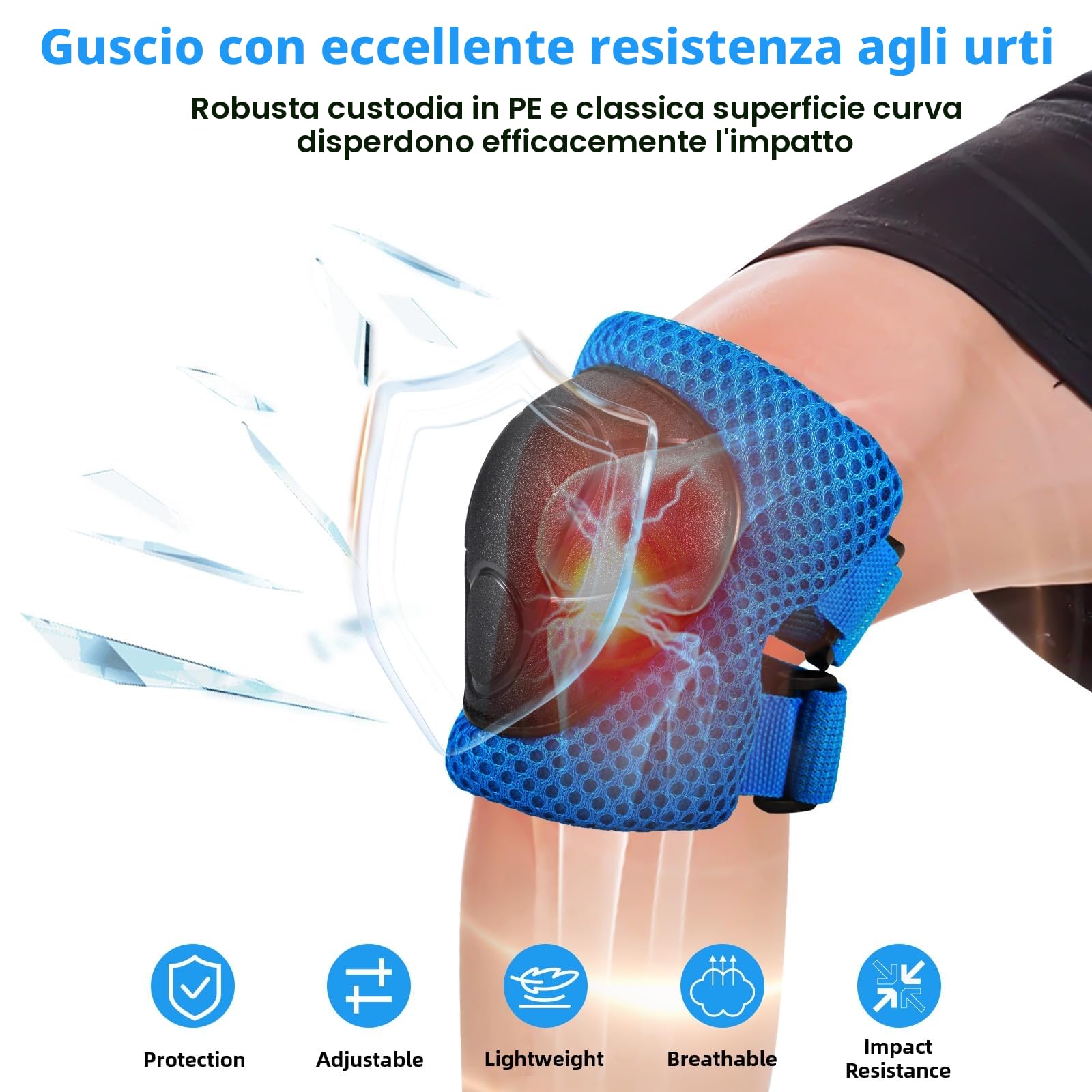Bambini Ginocchiere, Regolabile Ginocchiere Set, 6 in 1Protezioni Skateboard Bambini, Protezioni Pattini Ginocchiere Gomitiere, Gomitiere Protezioni Set per Pattinaggio in Bicicletta