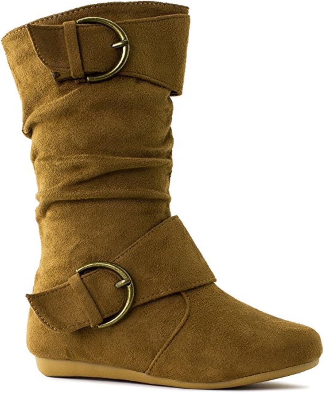 EyesOnStyle New Girls Slouch Comf Tall Midcalf Suede Winter Boots Shoes