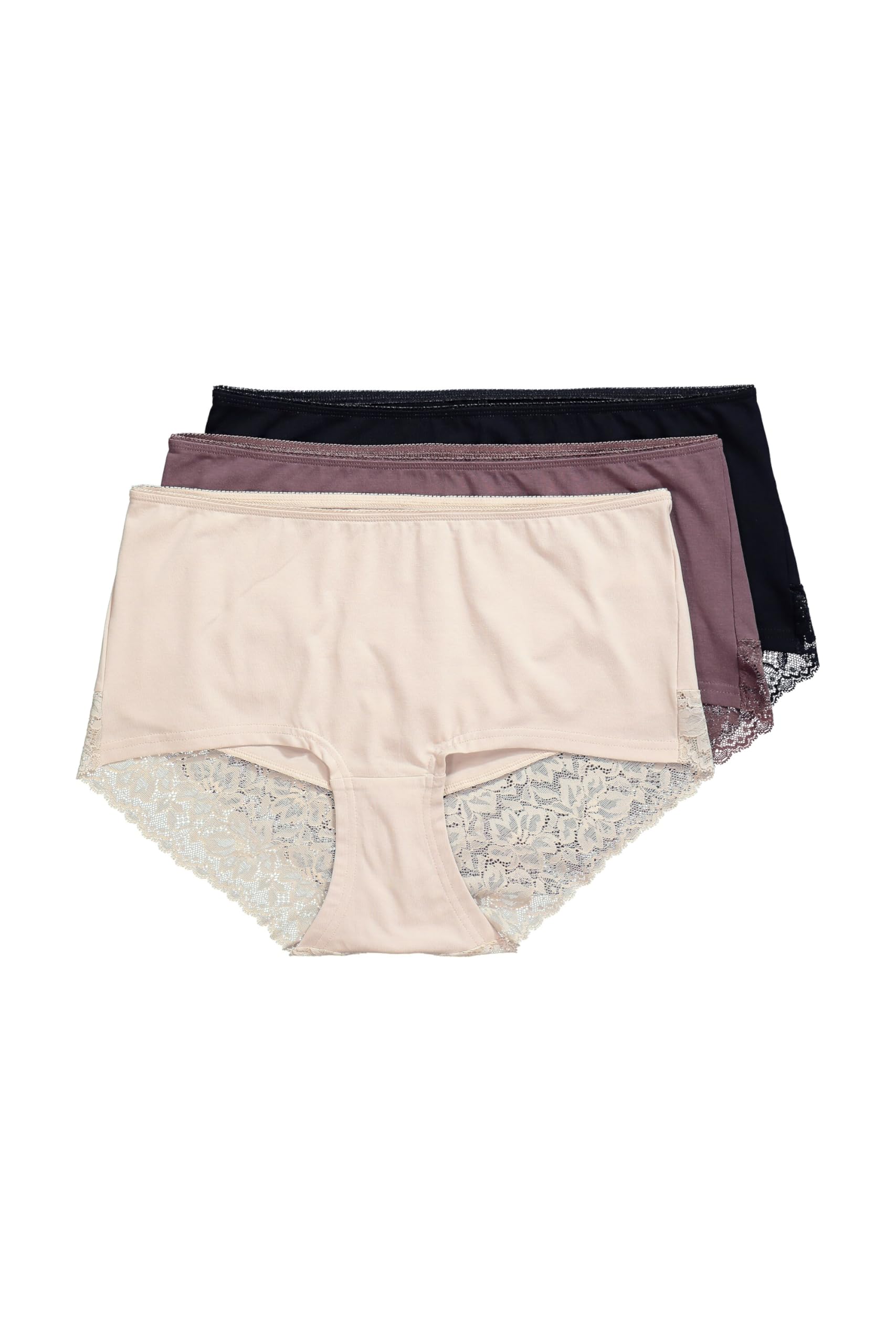 Ulla Popken Damen große Größen Übergrößen Plus Size Hipster, 3er-Pack, Spitze 827465