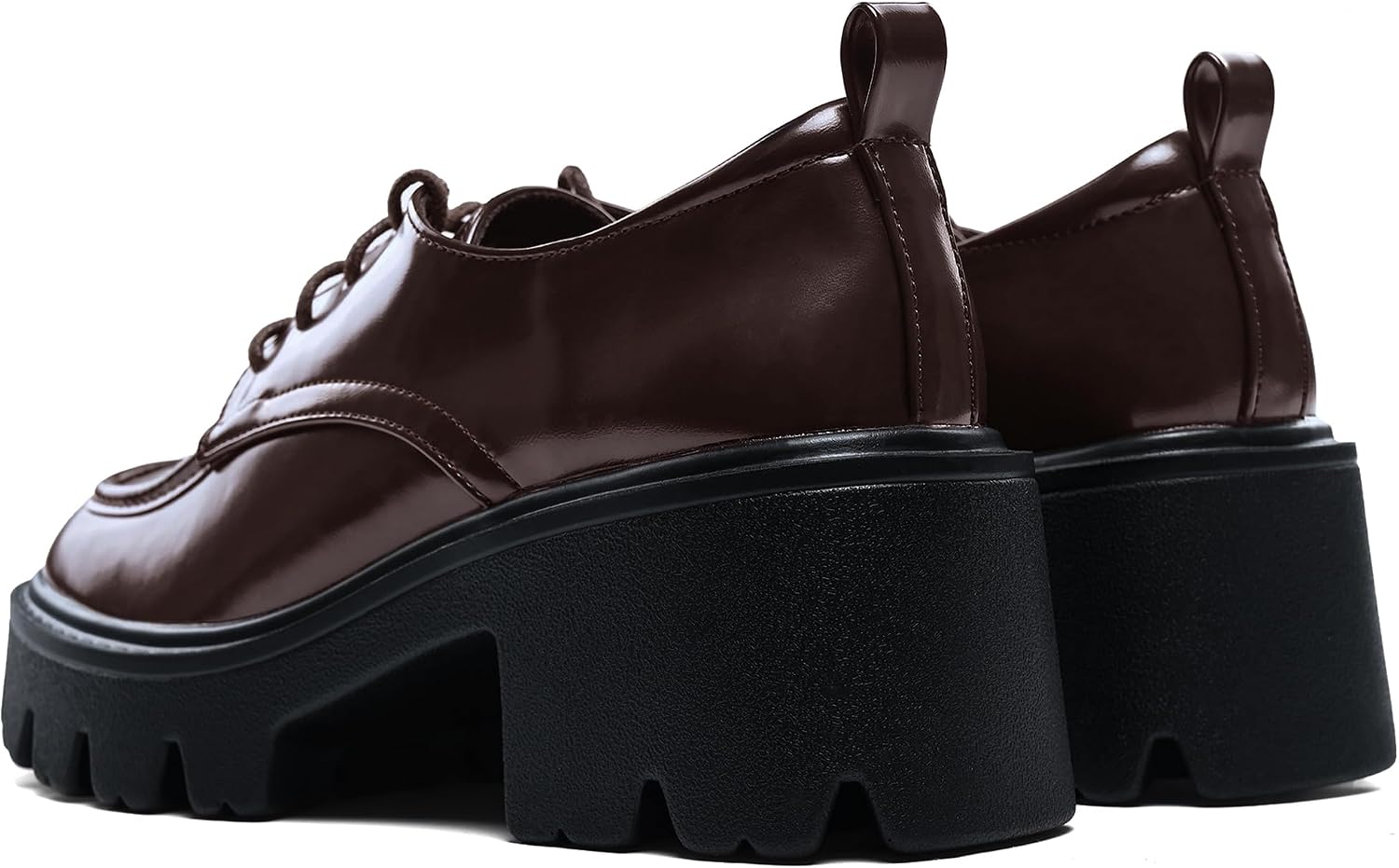 Platform Oxford Shoes for Women - Chunky Shoes for Women, Faux Leather Lace Up Comfortable Dress Shoes for Work & Casual Wear