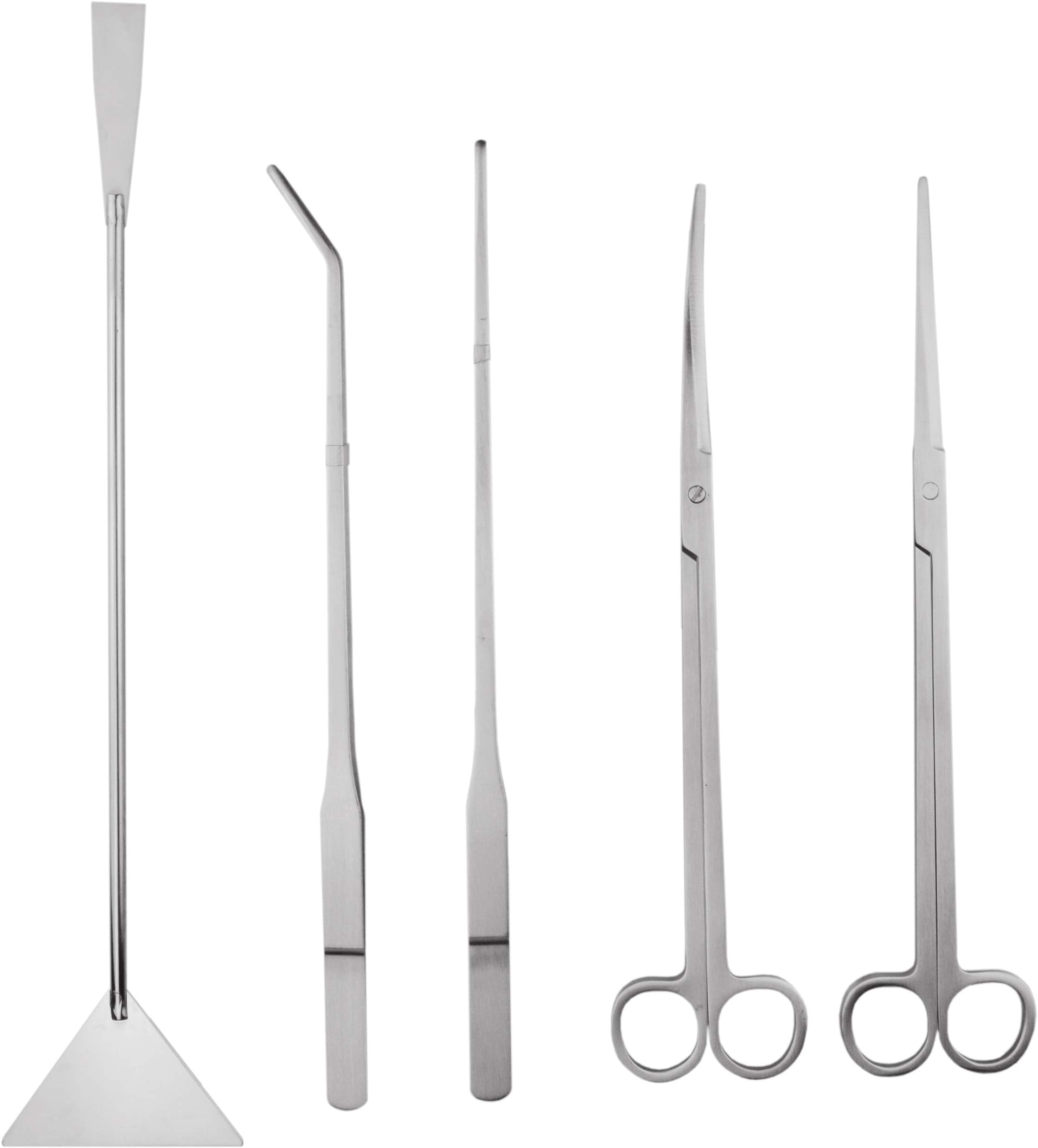 Stainless Steel Aquarium Aquascaping Kit Aquarium Tank Aquatic Plant Tools Sets Tweezers Scissor Spatula - 5 Tools