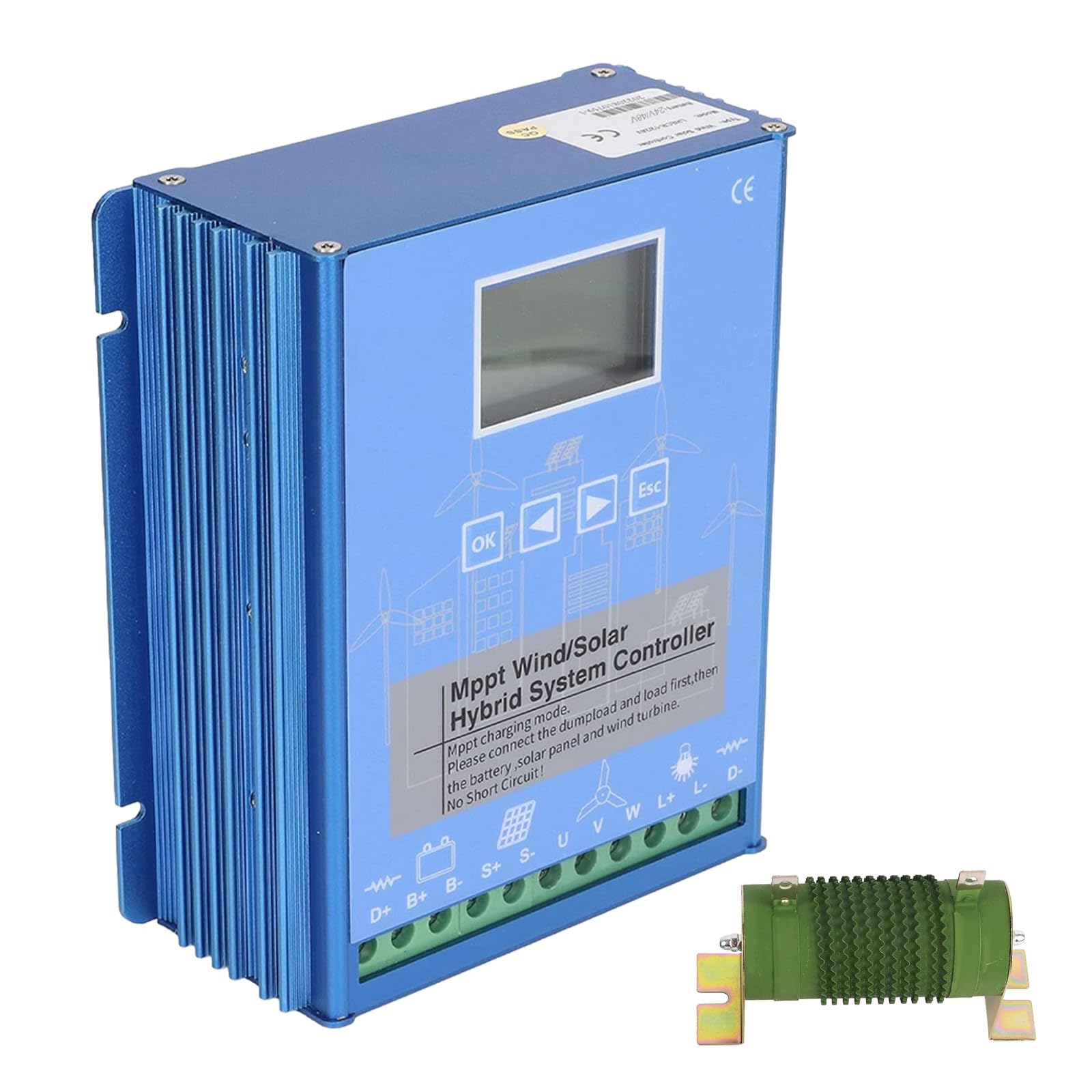 Off-Grid Hybrydowy regulator ładowania słonecznego i wiatru 12000 W 12 V/24 V/48 V automatyczne rozpoznawanie z wyświetlaczem LCD i wbudowanym obciążeniem zrzutowym do odnawialnego systemu zasilania