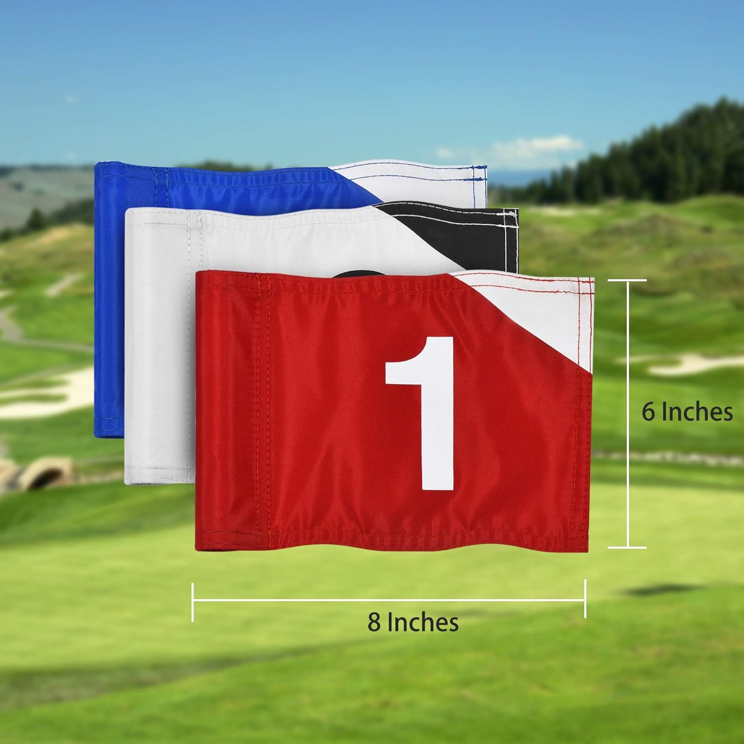 KINGTOP Golf Flag with Plastic Tube Inserted, Double-Side Putting Green Flags for Yard, Durable Heavy Duty 420D Nylon Golf Pin Flags, 8" L x 6" H, 3 Pack : Sports & Outdoors