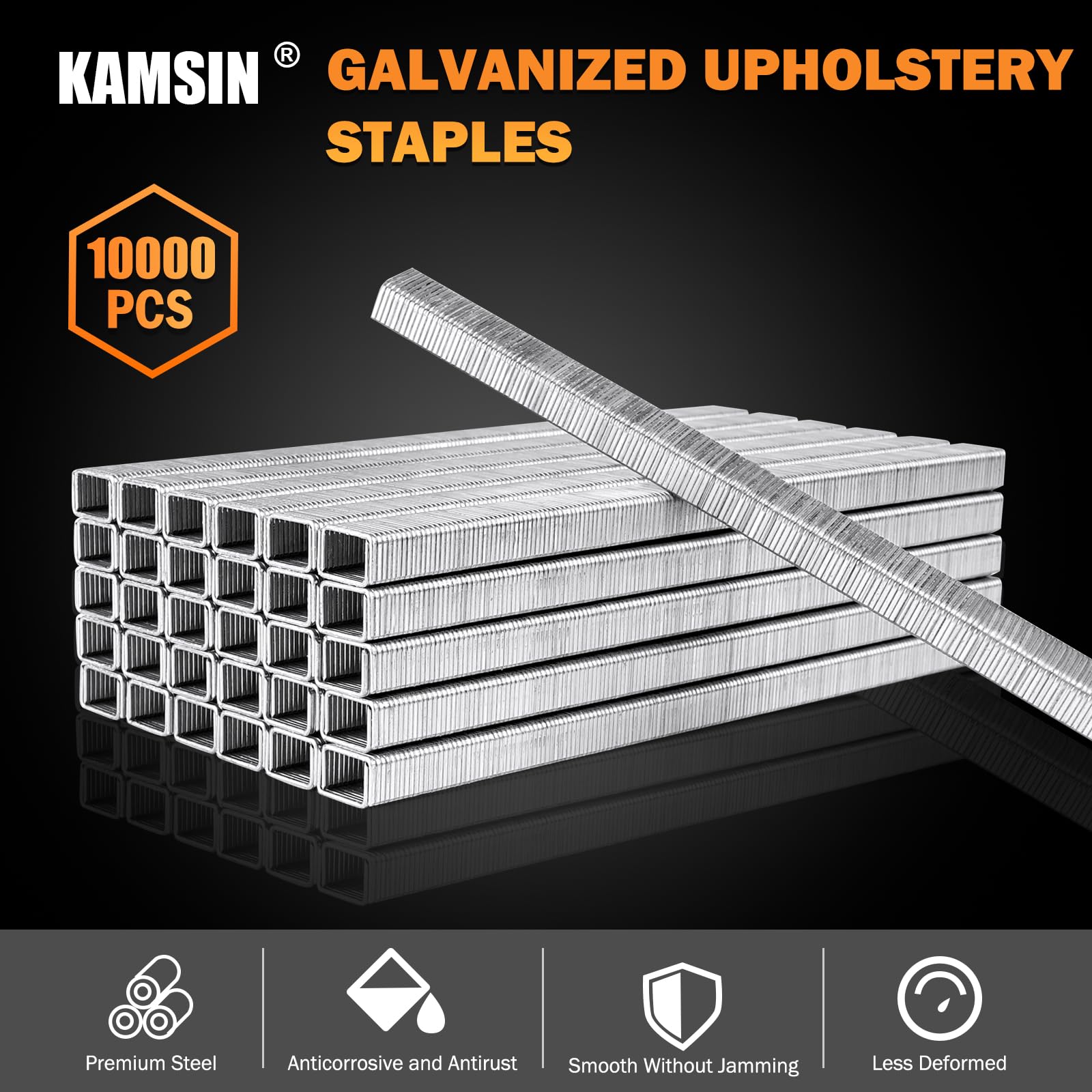 Grapas de alambre fino galvanizado de calibre 22 de 3/8 pulgadas (9 mm), grapas de alambre fino de 6 mm de longitud, grapas de tapicería serie 71 para tela, tapicería, muebles, 10.000 por caja
