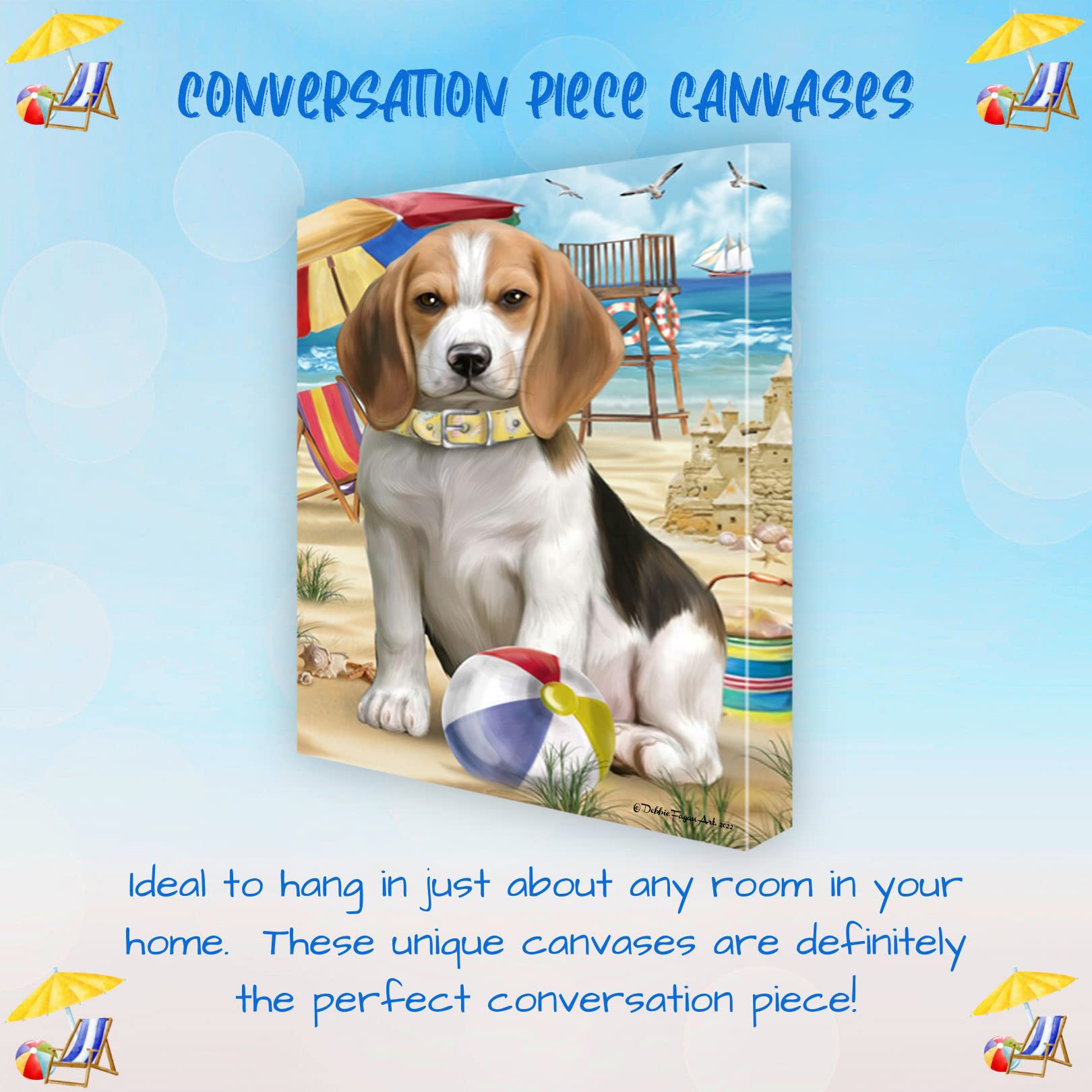 Amazon.com: Doggie of the Day Pet Friendly Beach Beagle Dog Canvas