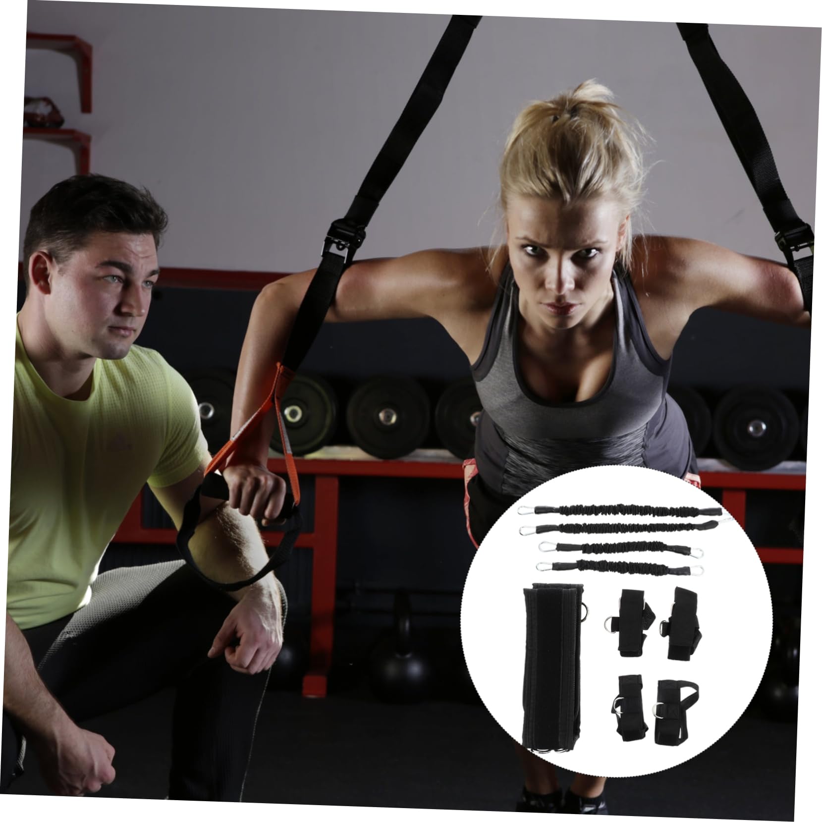 Fascia di Resistenza per Allenamento Muscolare 20lbs | Nero, Panno Oxford e Corda in Lattice, per Esercizi Piedi e Forza Braccia, Alta Resistenza