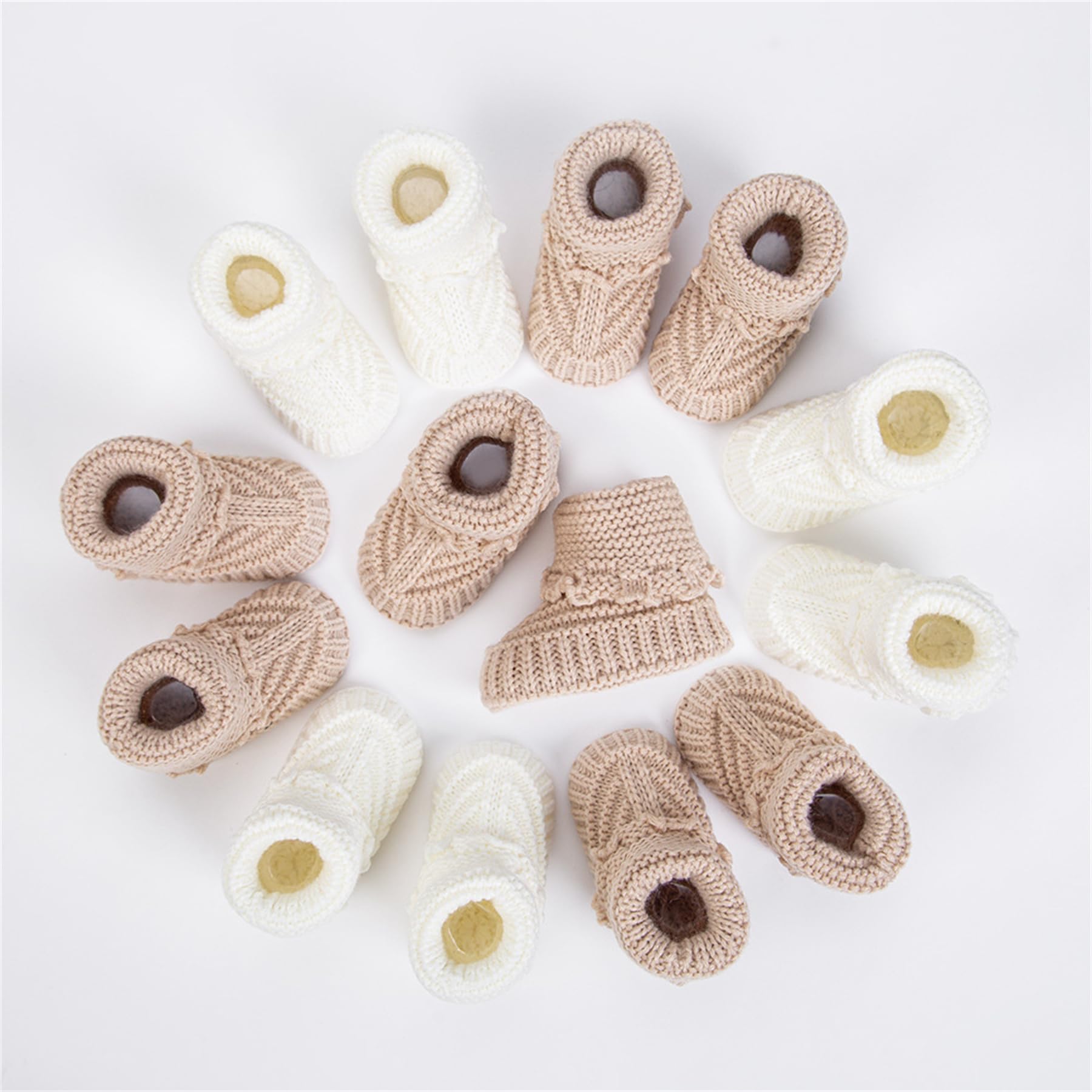 Botines para bebé, zapatos para caminar para recién nacido, botines de algodón de punto de ganchillo a mano, calcetines suaves y acogedores, zapatos de interior para bebé, 2 pares