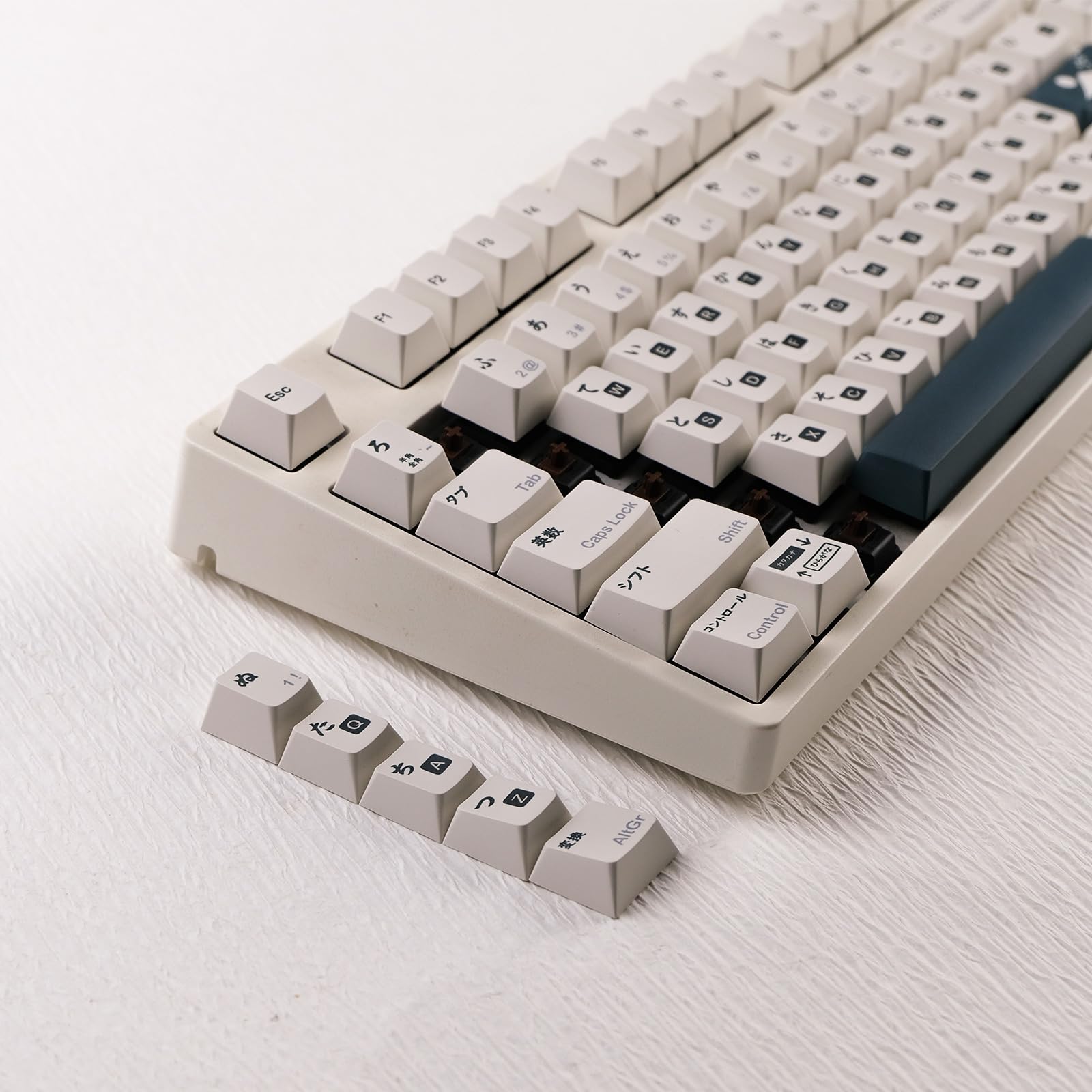 DXKJYH Conjunto de teclas brancas japonesas PBT com perfil cereja