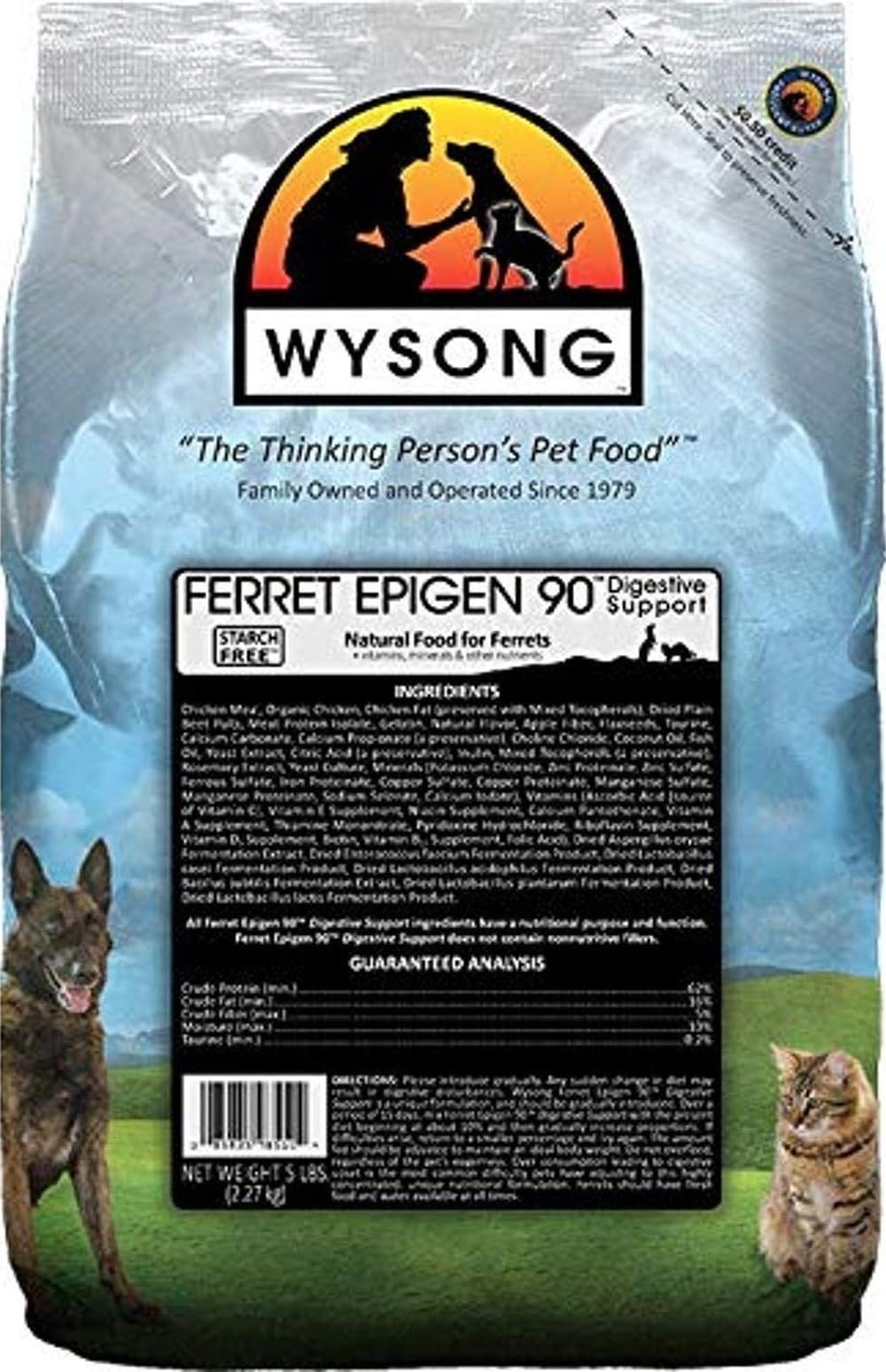 Wysong Ferret Epigen 90 Digestive Support – Cibo Secco per furetti – Sacchetto da 2,3 kg (Confezione da 1)