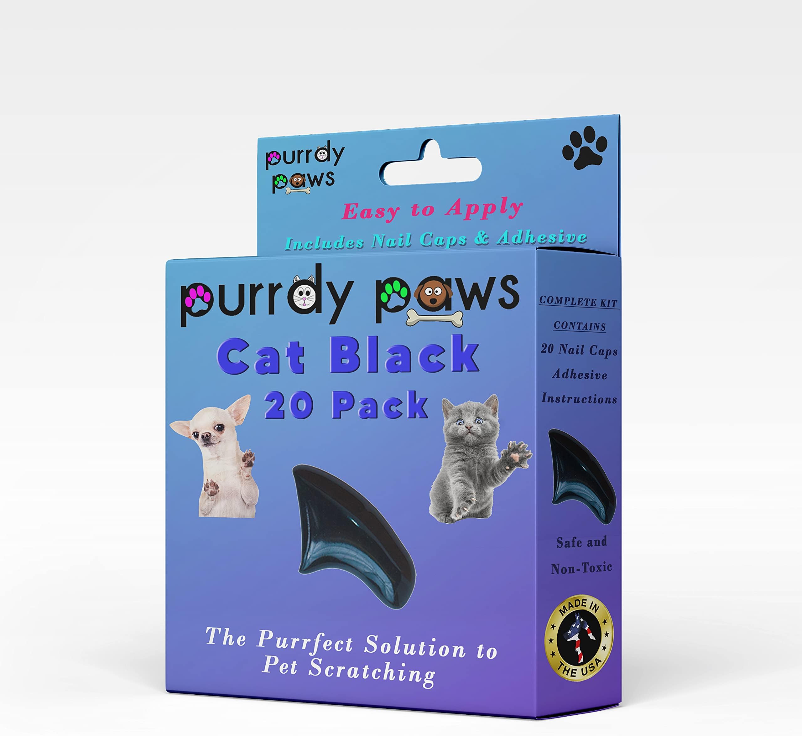 Purrdy Paws Soft Nail Caps For Dogs – Jumbo Size (70+ Lbs), 40 Purple Caps With Adhesive & Applicator Tips