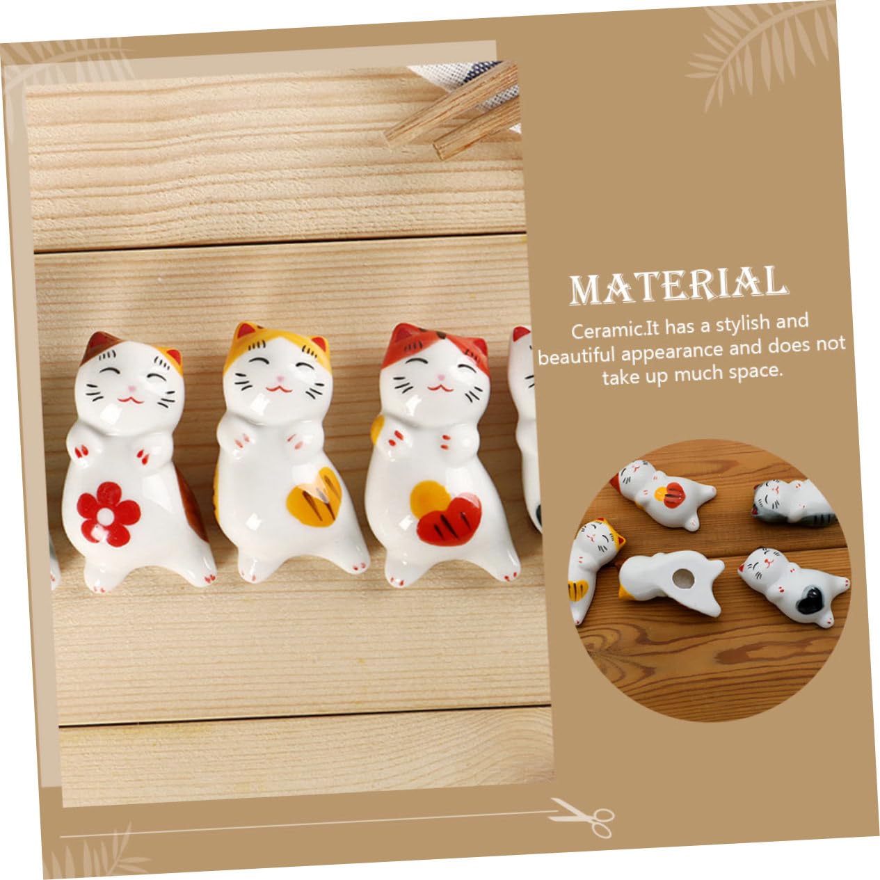 Soporte para Palillos, Soportes para Palillos, Restaurante, 5 Piezas, Gato, vajilla de Gato, cucharas Chinas, Soporte con diseño de Gato, Adornos de Mesa de Panda, Linda Cuchara de Gato