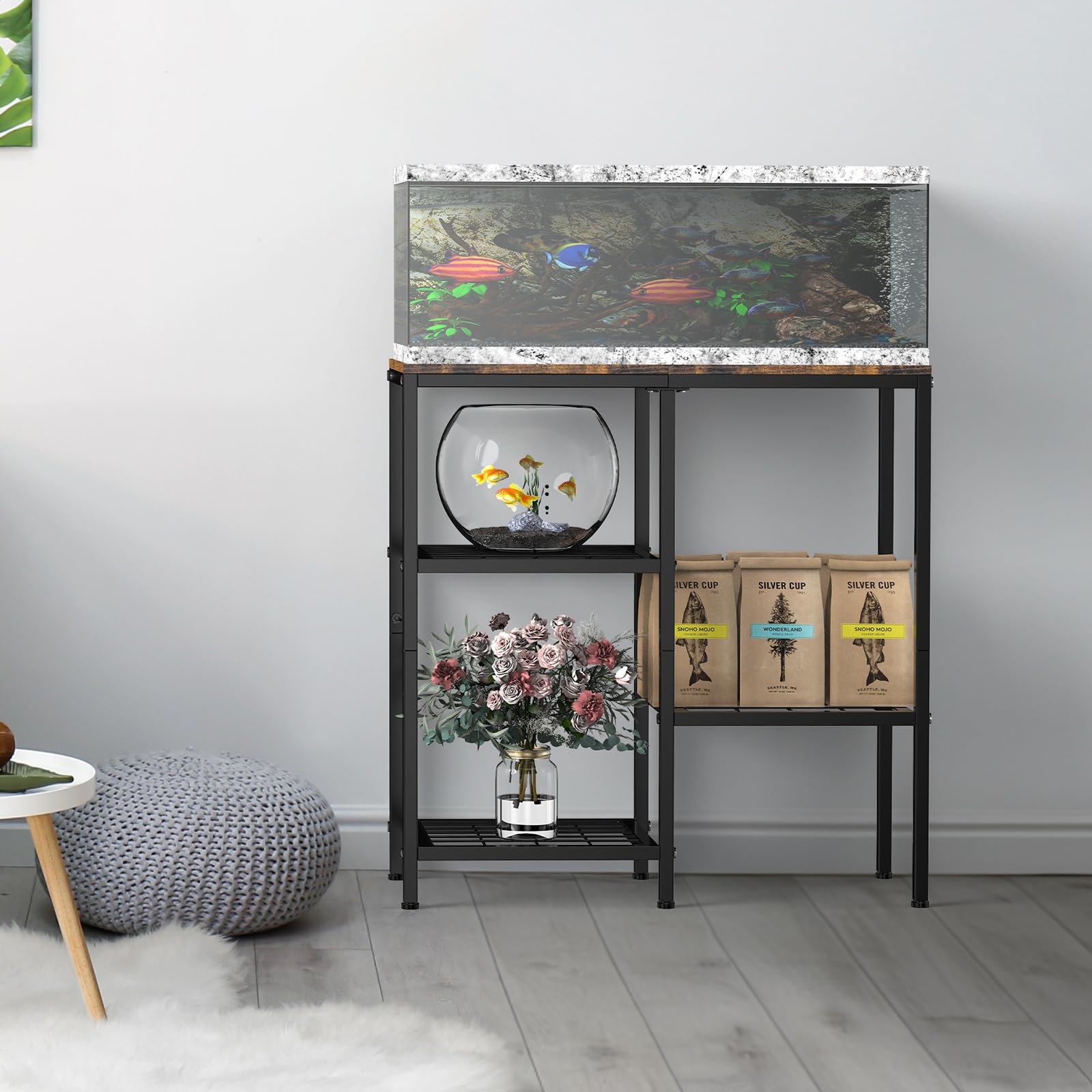 YBING Aquariumständer mit Ablage, 73,7 x 76,2 cm (L x B x H), 73,7 x 30,5 x 76,2 cm, Braun