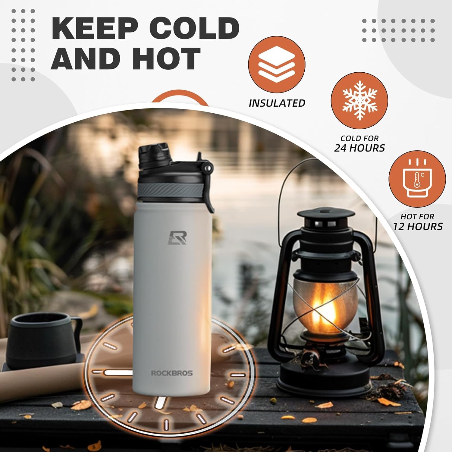 ACRUNU 21oz Insulated Bike Water Bottle - Leakproof Squeeze Design For Cycling