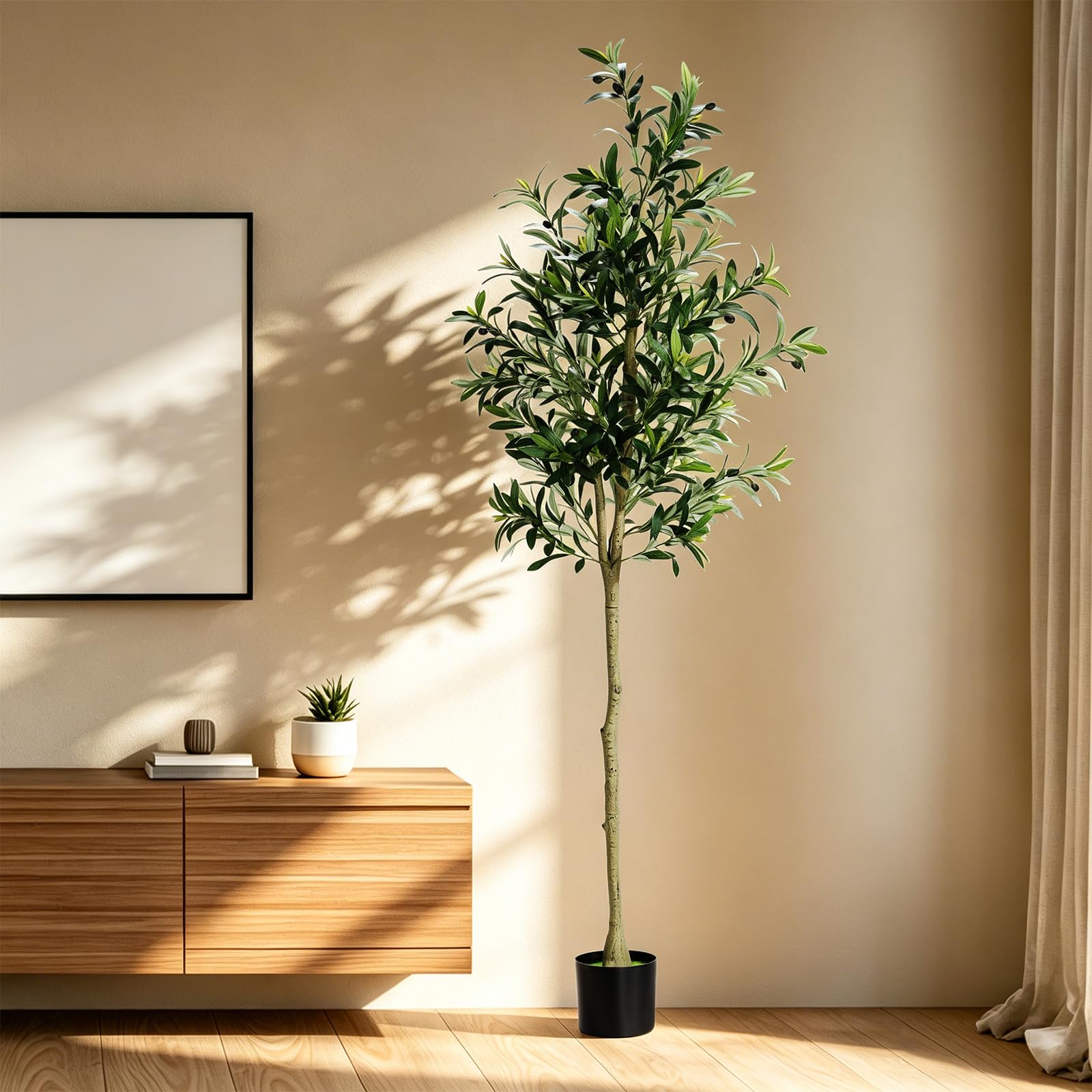 CADUKE Olivenbaum Künstlich 180cm Kunstpflanze Groß Kunstbaum Deko