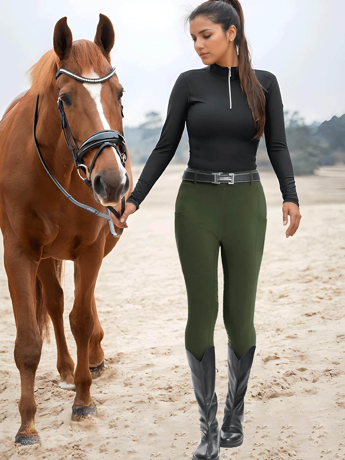 Women's Horse Riding Pants Active Silicon Grip Full Seat Breeches for Women Equestrian Pants - Image 3