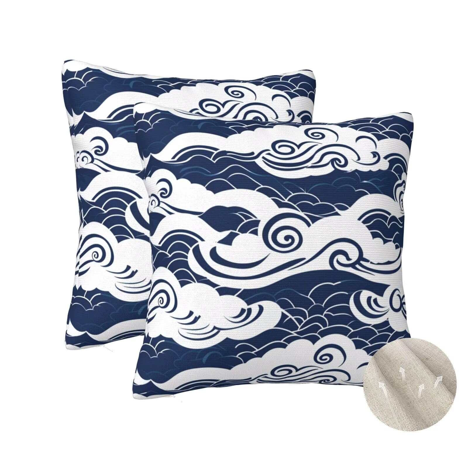 Taie oreiller carré coussin canapé 60x60 cm bleu marine chiné maison