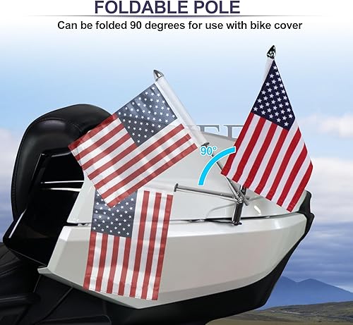 Miniatura 4 de Para Spyder F3 LTD - Kit de montaje en mástil de bandera, 2 unidades de soporte plegable de acero inoxidable con 6 banderas bandera de Estados