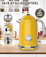 Vista 3 de Harriet Electric Kettle, 1.8L Retro Electric Tea Kettle with Thermometer, 1500W Stainless Steel Hot Water Kettle Electric with LED Indicator, Fast