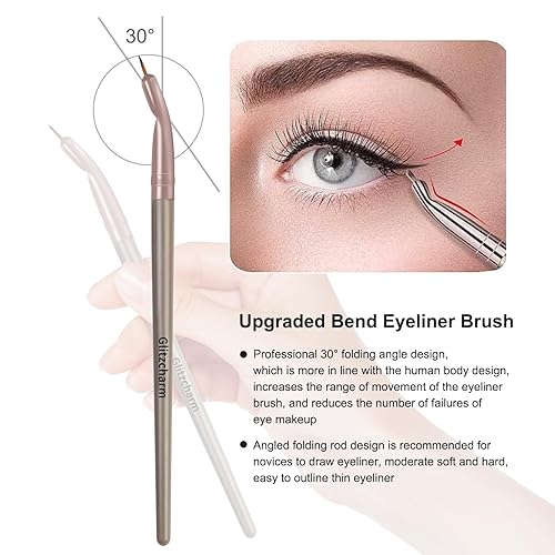 Miniatura 5 de Glitzcharm Juego de 18 + 2 brochas de maquillaje profesional de alta calidad, sintéticas, de viaje, brochas de maquillaje para sombra de ojos, base,