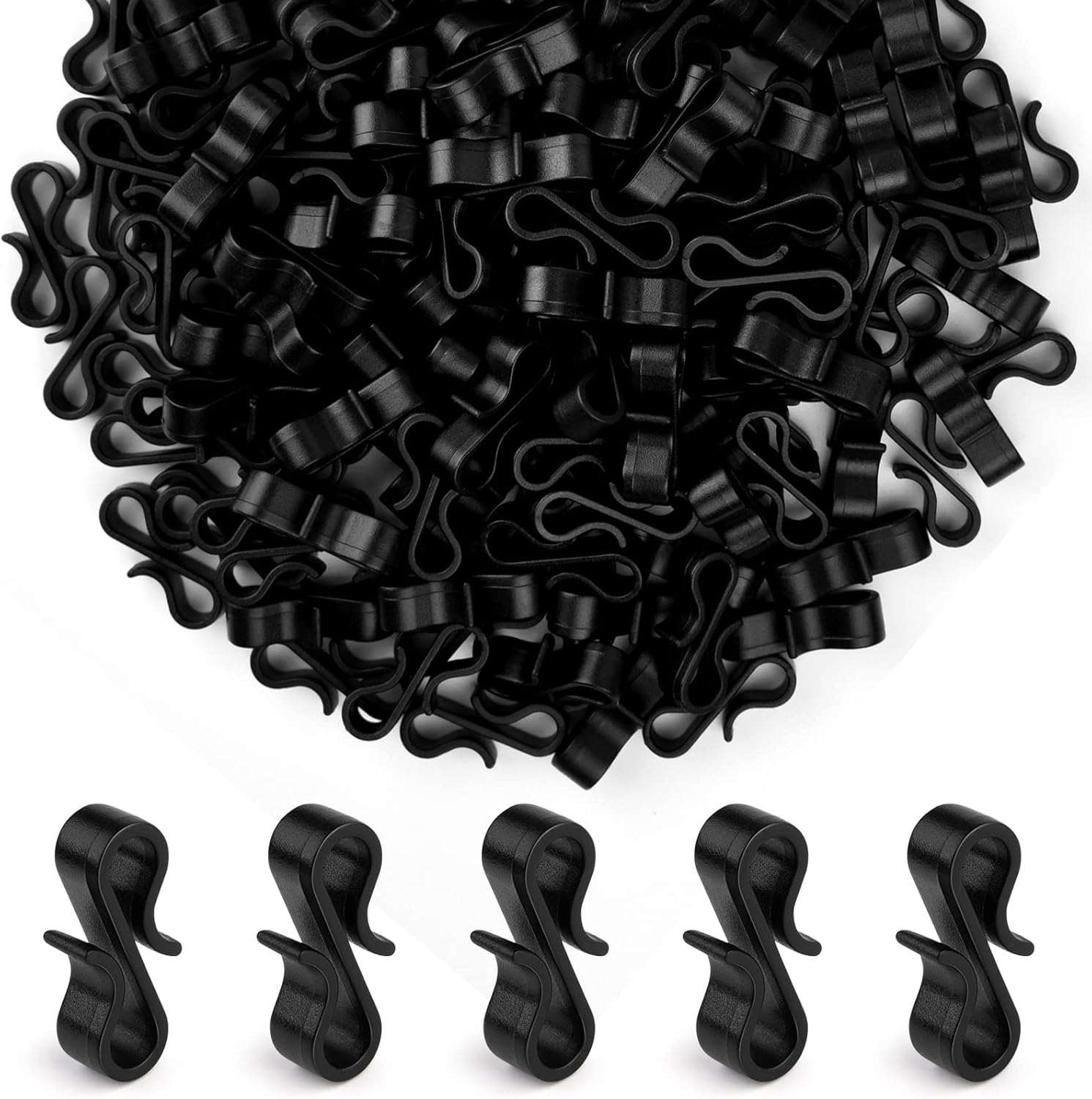 ELECLAND 150 Pcs Gutter Hooks for Outdoor Lights Christmas Hangers Plastic S Clips for Festival Decorations Outdoor Christmas Lights Clips (Black)