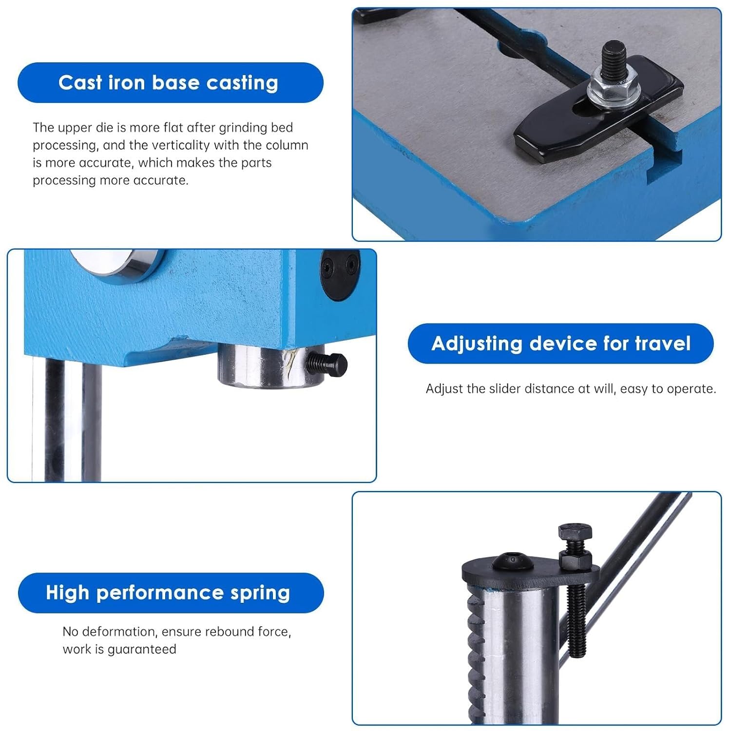 Metal Arbor Press pring-Loaded Manual Benchtop Shaft Press Hand Punching Machine for Bending Stretching