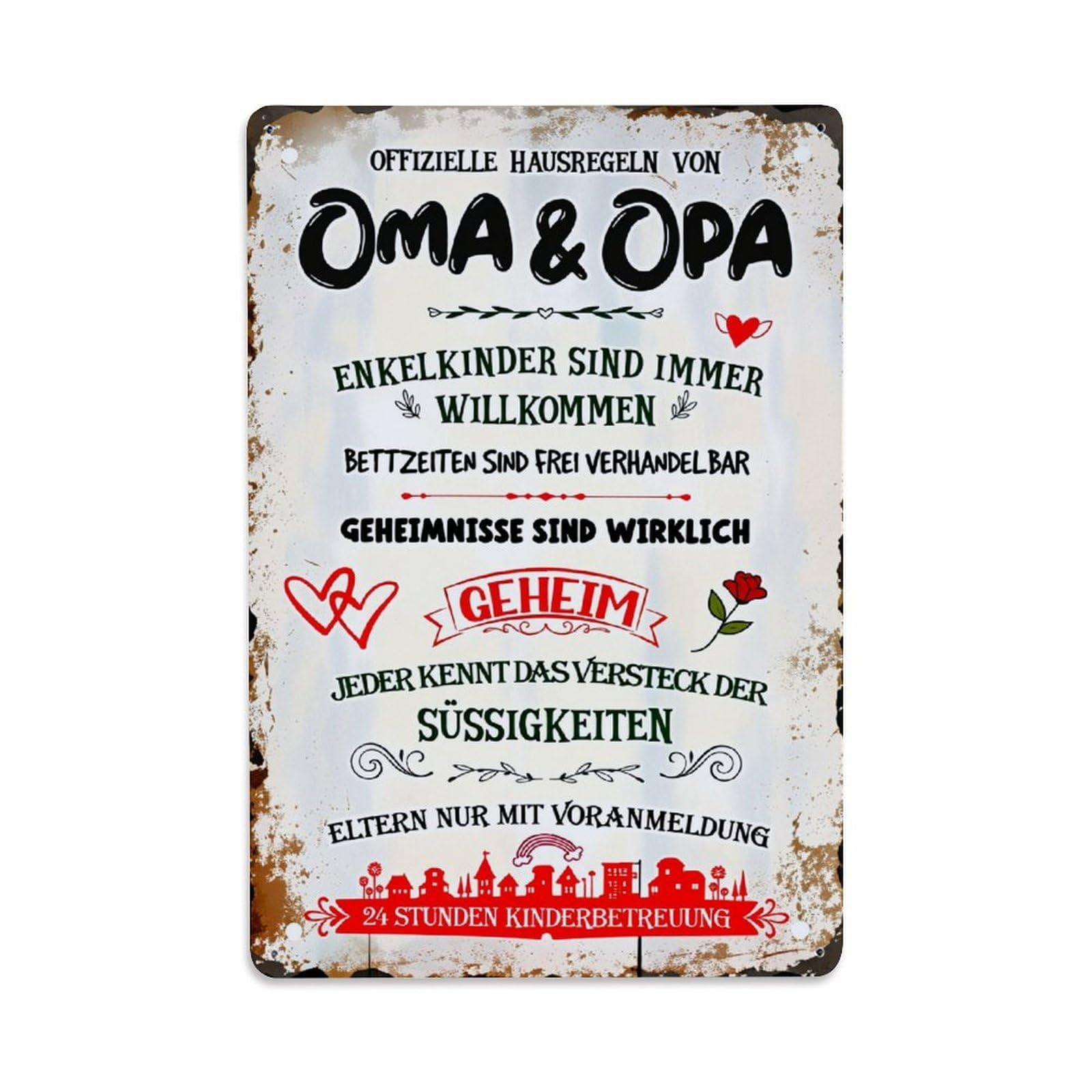 Enderetf Vintage Official House Rules Oma Opa Tin Sign Metal Poster, Home Bar Garage Man Cave Cafe Indoor & Outdoor Wall Decoration 8X12inches
