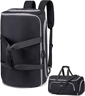 Convertible Travel Garment Bag, Carry on Garment Duffel Bag for Men Women - 4 in 1 Hanging Suit Business Travel Bag with Double Back Strap and Detachable Shoulder, Waterproof (Black)