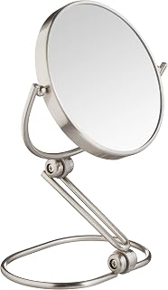 JERDON 6-Inch Folding Travel Mirror - Magnifying Makeup Mirror with 10X Magnification - Nickel Finish - Model MC450N