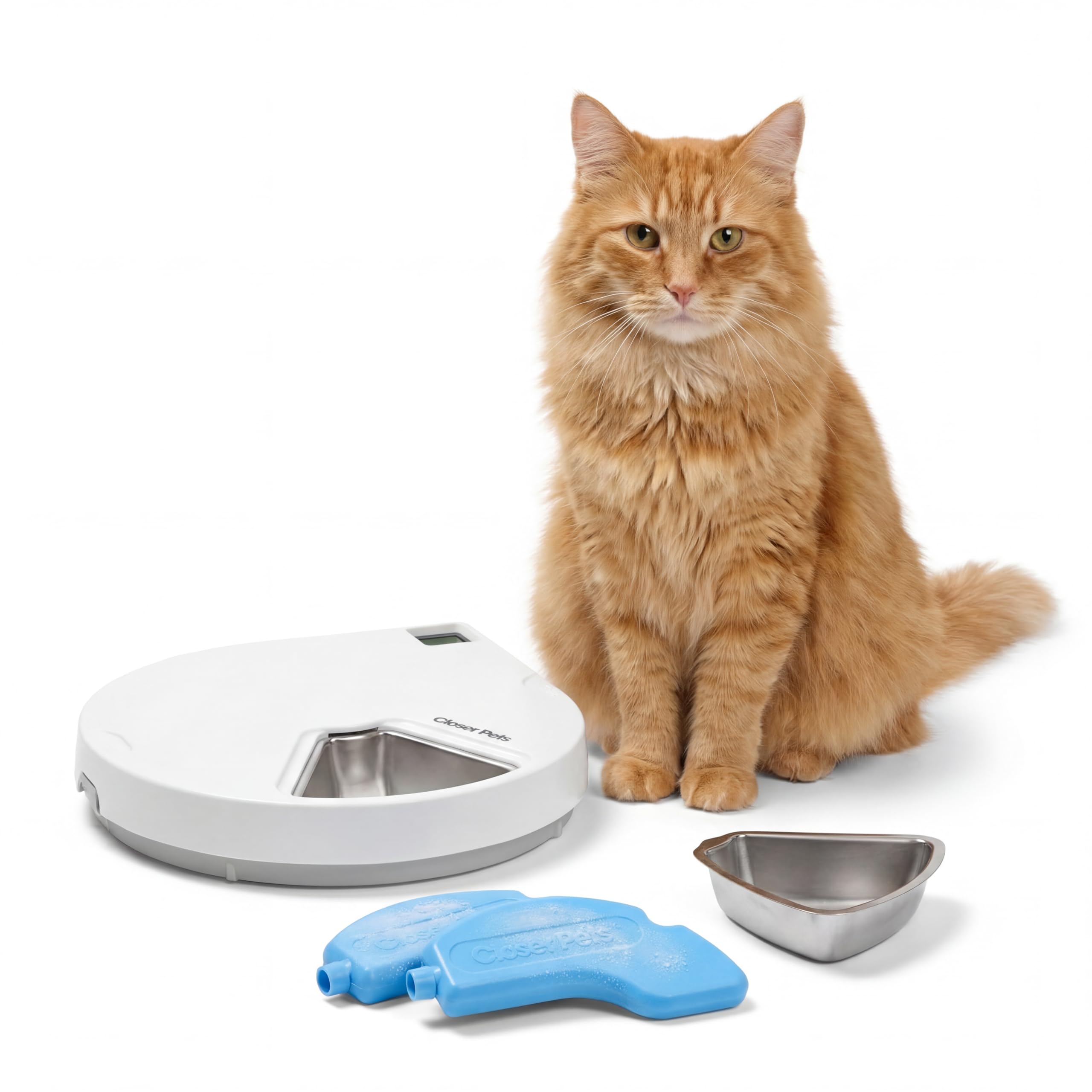 Closer Pets C500 Automatic Pet Feeder with Digital Timer & Ice Packs - Up to 5 Wet or Dry Food Meals, No Apps or WiFi, Portion Control, Reliable Feeding for Cats & Small Dogs