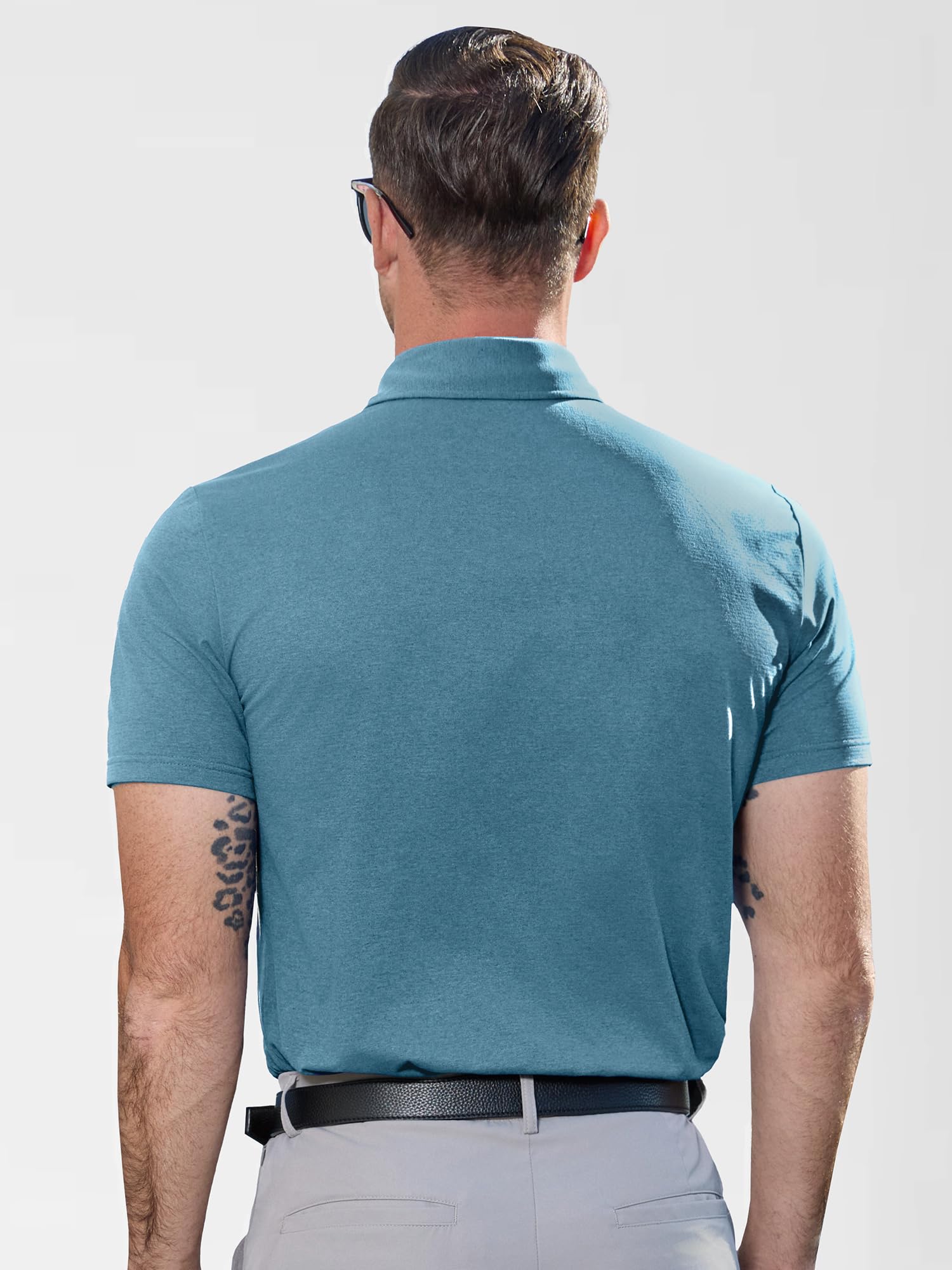 JEMLDL Golf Polo Shirts for Men Dry Fit Summer Short Sleeve Slim Fit Performance Moisture Wicking Casual Collared Polo Shirt — view 5