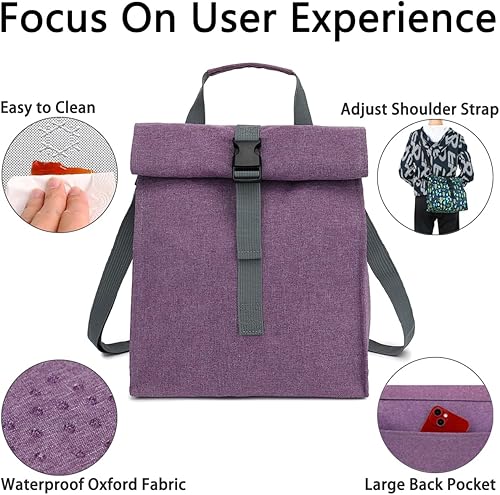 Miniatura 4 de Bolsa de almuerzo unisex aislada, morado, 8.8 x 6 x 9 pulgadas