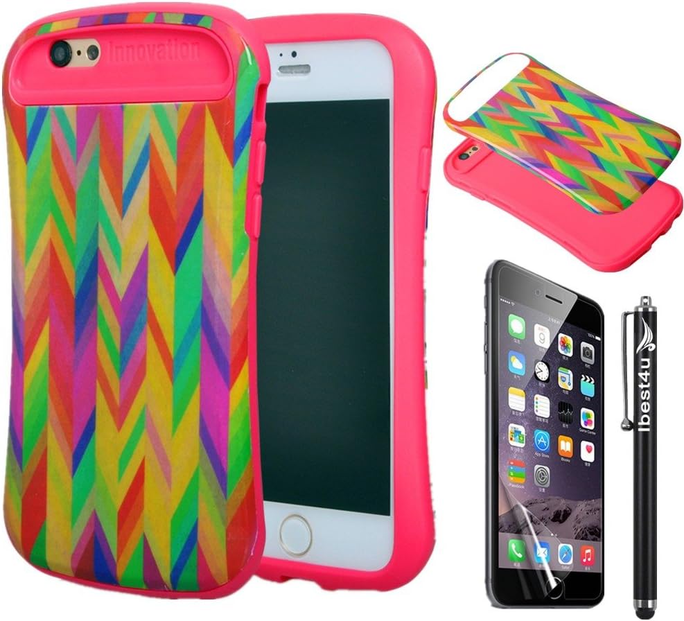 iPhone 6S Case - iBest4u Heavy Dutys Shock Absorbing Hybrid Dual Layer Hard Plastic & Soft Rubber Protection Cover Case for Apple iPhone 6S 4.7 inch Screen (Not fit for iPhone 6S 5.5 inch Screen) with a Free Stylus Pen + Screen Protector - Camo Linetype