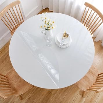 18 Inch Clear Round Plastic Tablecloth Modern PVC Waterproof and Washable, Table Toppers for Round Table Different Sizes Circle Table Cover for Dressing Table/Wardrobe, Crystal Clear 1mm