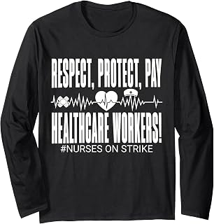 Respect Protect Pay Healthcare Workers Nurses Strike Support Long Sleeve T-Shirt