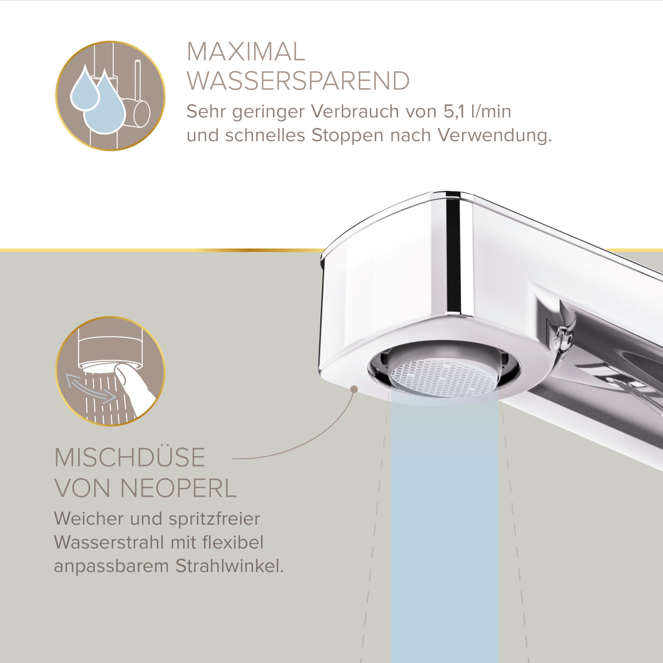Lenz Waschtischarmatur MOLA Chrom – moderne Sensorfunktion für mehr Hygiene im Bad – einfache Installation und hochwertige Verarbeitung - 46020502 | Sensorarmatur mit einstellbarer Temperatur, Verstellbare Markenmischdüse, Inkl. Easy Clean Pop-Up Ventil -