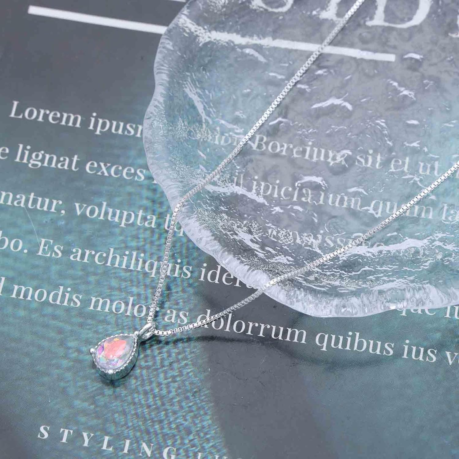 Boho Moonstone Necklace Choker Teardrop Opal Moonstone Necklace Water drop Crystal Gem Necklace Chain Tiny Crystal Gemstone Necklace Jewelry for Women - Image 4